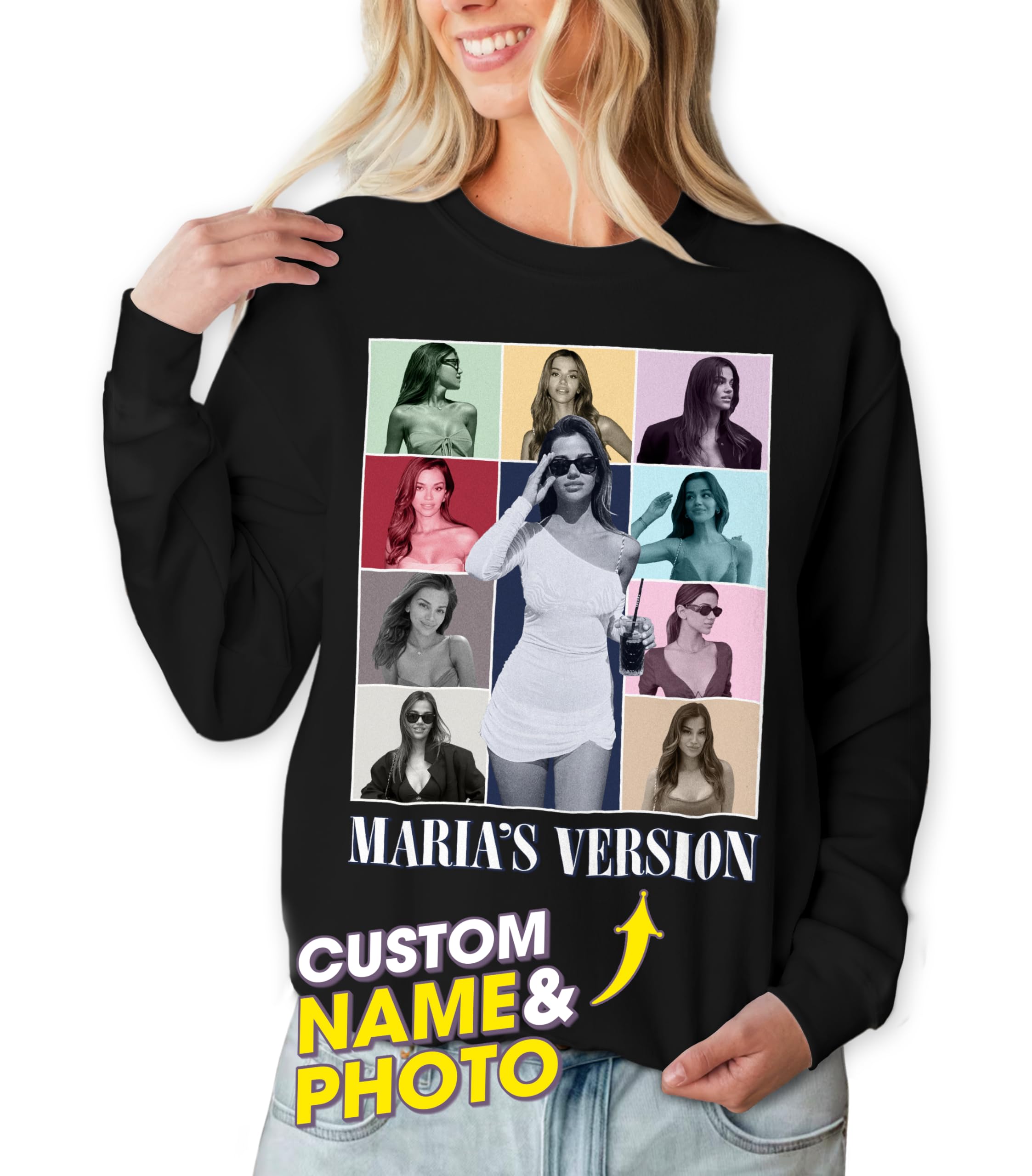 Custom Sweatshirts Custom Bootleg Rap Shirt Crewneck Shirts for Boyfriend Girlfriend Face Shirt with Photo Graphic Tee Gift for Valentines Halloween Christmas