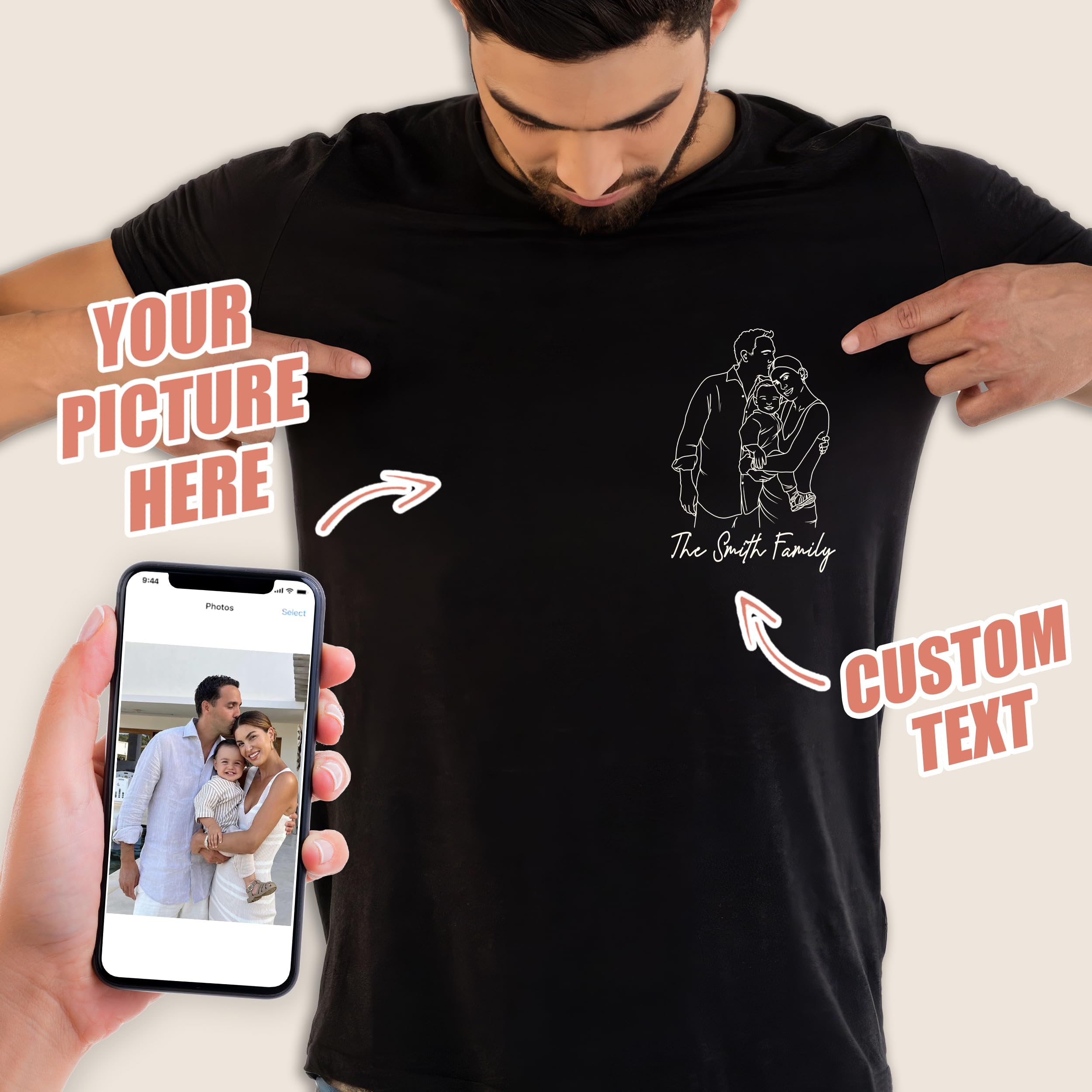 Custom Shirt for Dad Personalized T-Shirt with Photos Vintage Daddy Mommy Shirts Custom Shirt Family Matching Christmas Shirt
