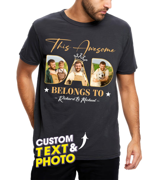 Personalized for Dad Custom Shirts with Kids Name This Awesome Dad Custom Photo Shirt for Daddy Shirt Gifts Idea for Fathers Day from Daughter and Son