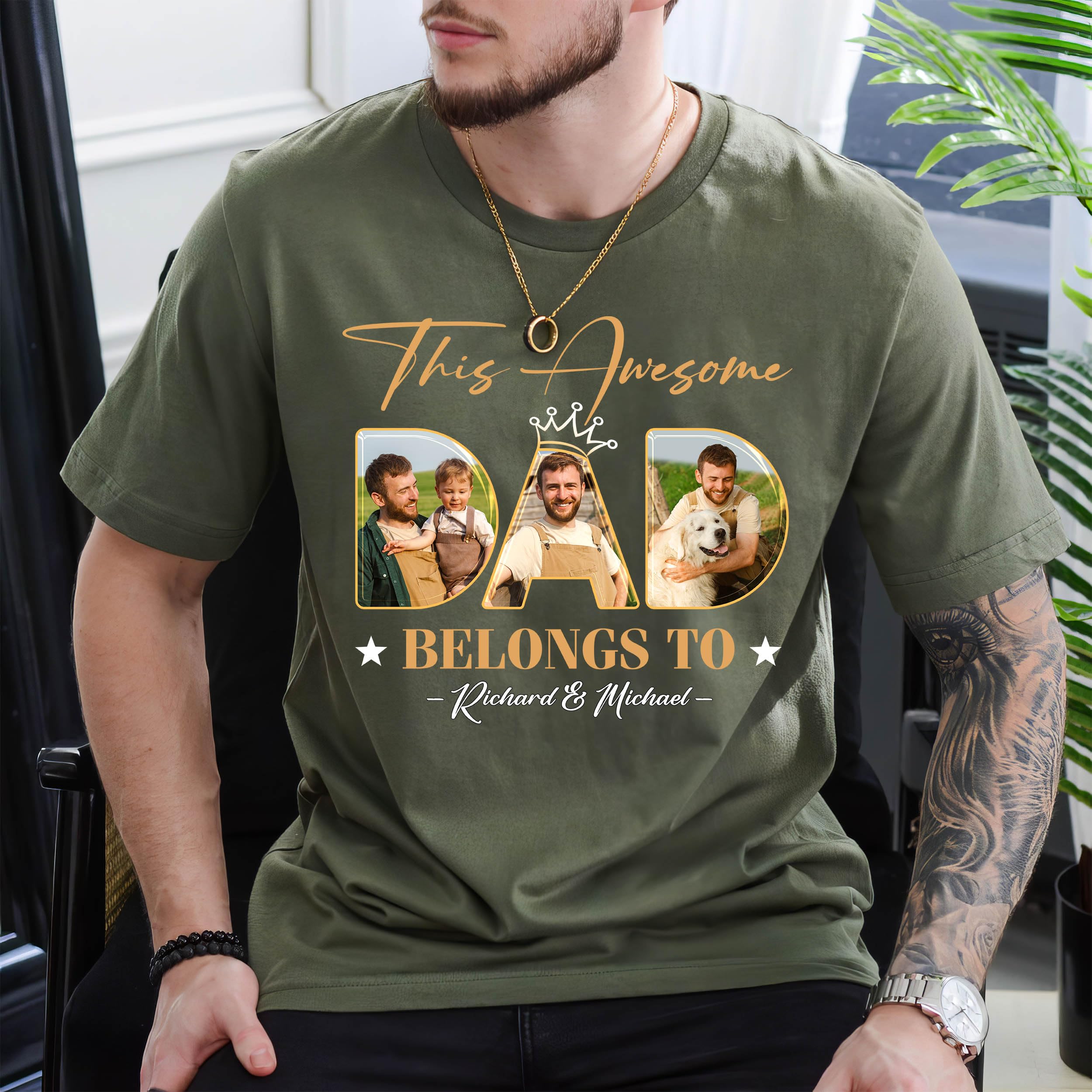 Personalized for Dad Custom Shirts with Kids Name This Awesome Dad Custom Photo Shirt for Daddy Shirt Gifts Idea for Fathers Day from Daughter and Son