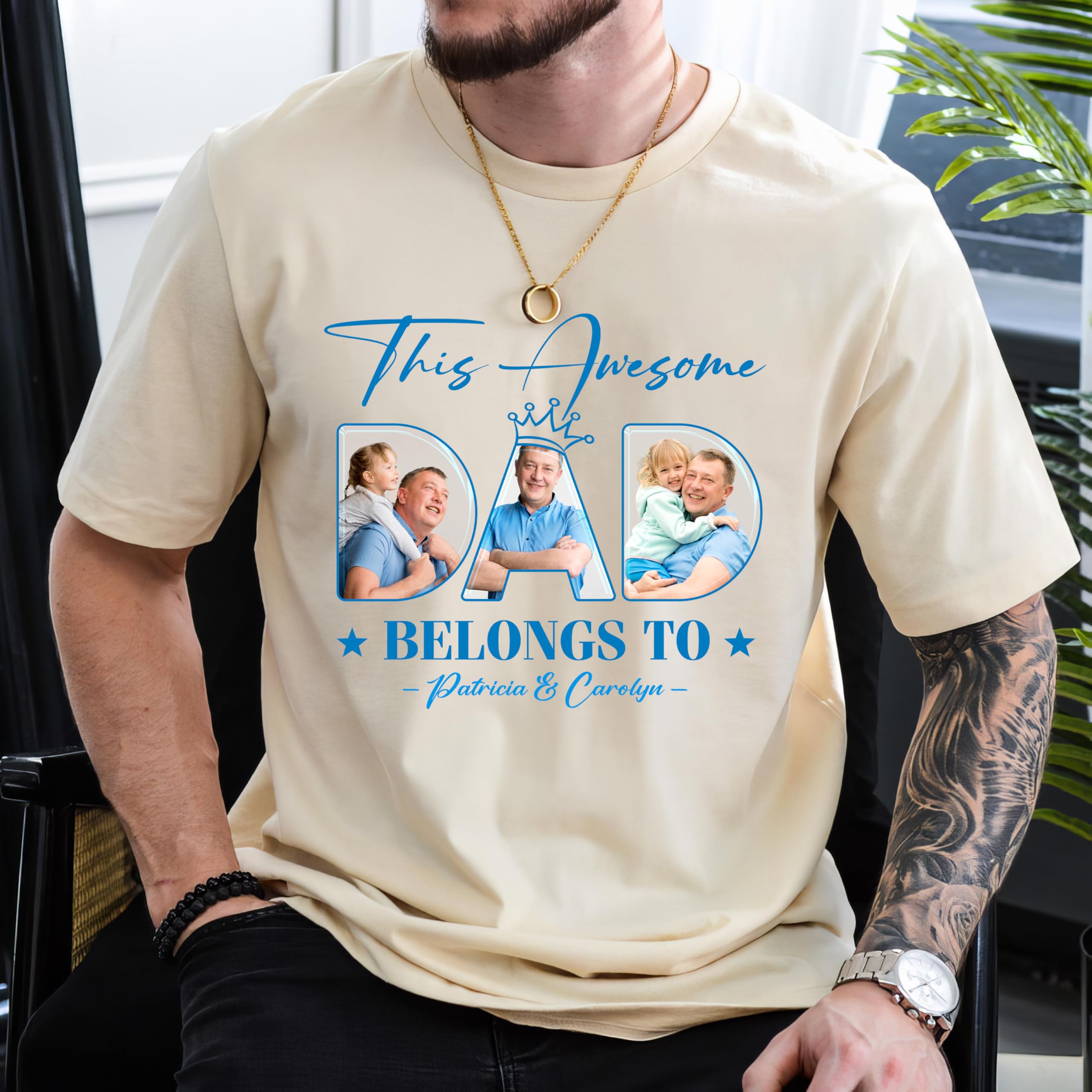 Personalized for Dad Custom Shirts with Kids Name This Awesome Dad Custom Photo Shirt for Daddy Shirt Gifts Idea for Fathers Day from Daughter and Son