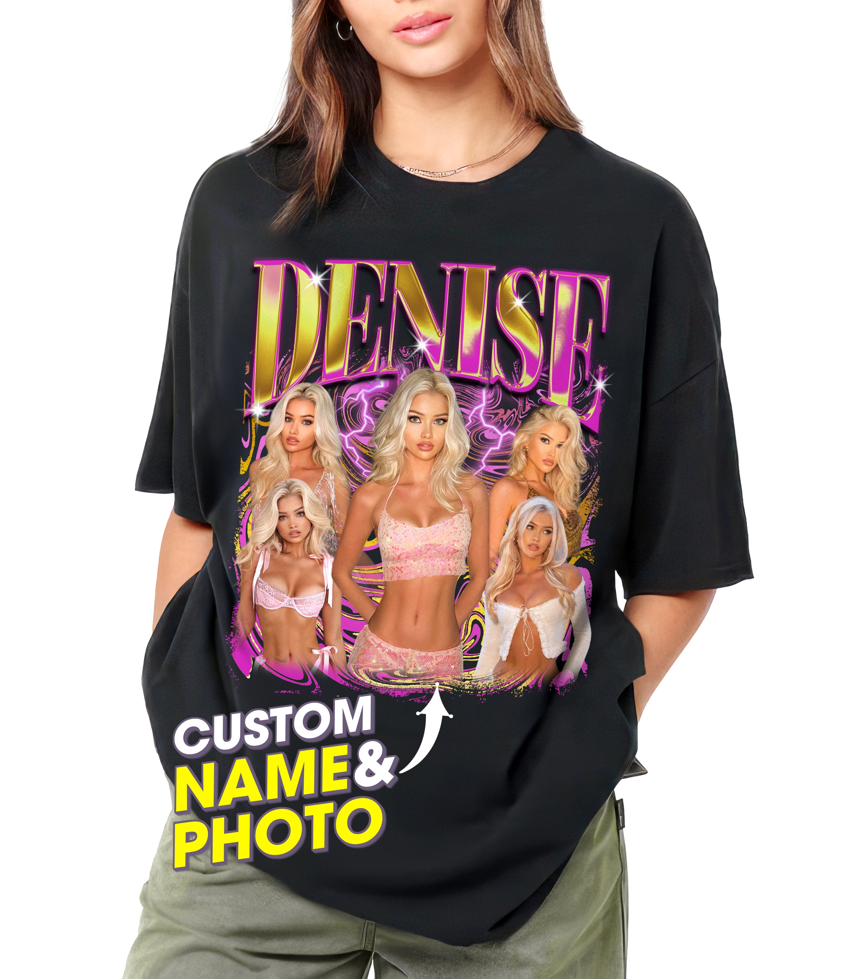 Personalized Bootleg Rap Shirts for Boyfriend Girlfriend Custom Rap Tee with Vintage Custom Face Shirt with Photo Gift Idea for Christmas and Valentines Day