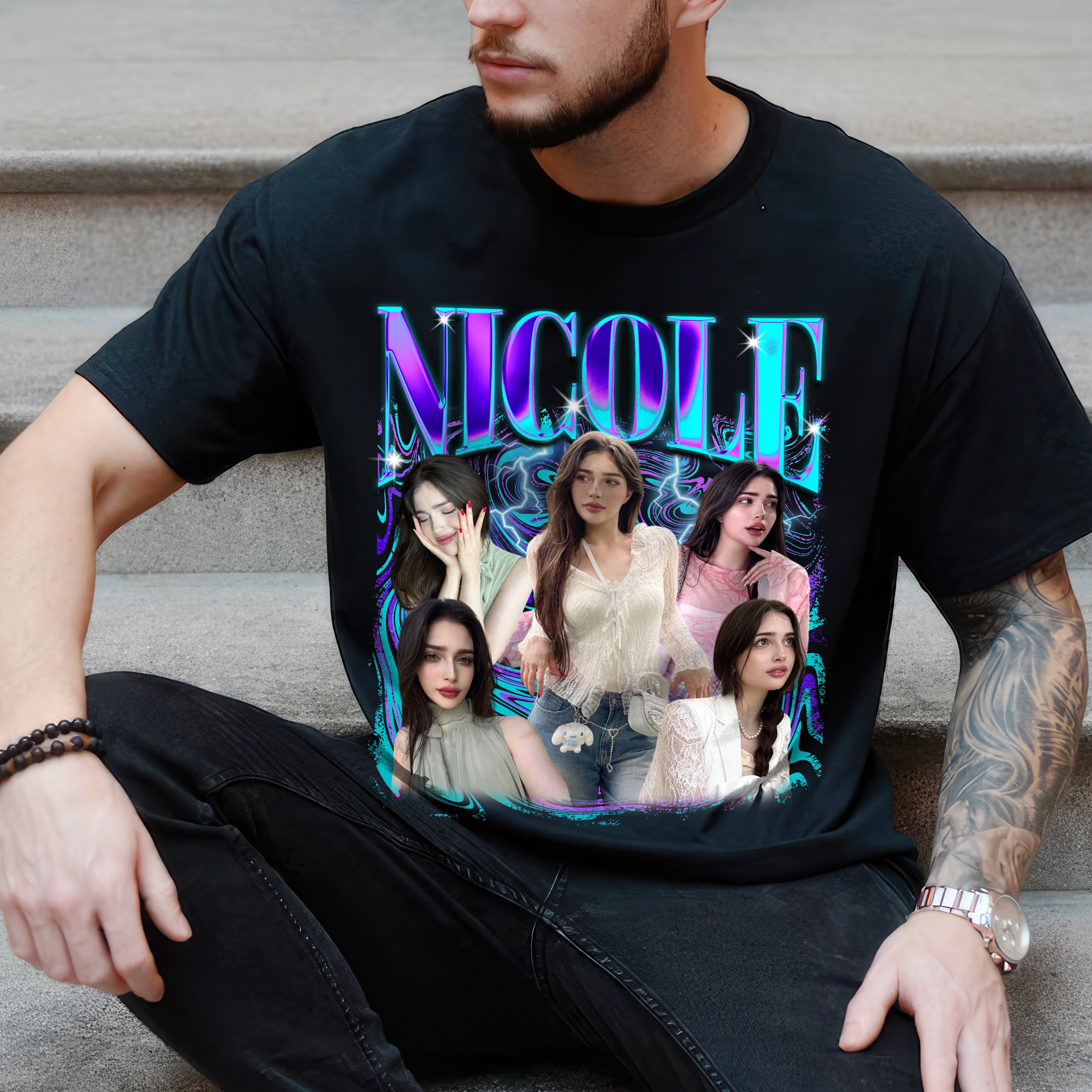 Personalized Bootleg Rap Shirts for Boyfriend Girlfriend Custom Rap Tee with Vintage Custom Face Shirt with Photo Gift Idea for Christmas and Valentines Day