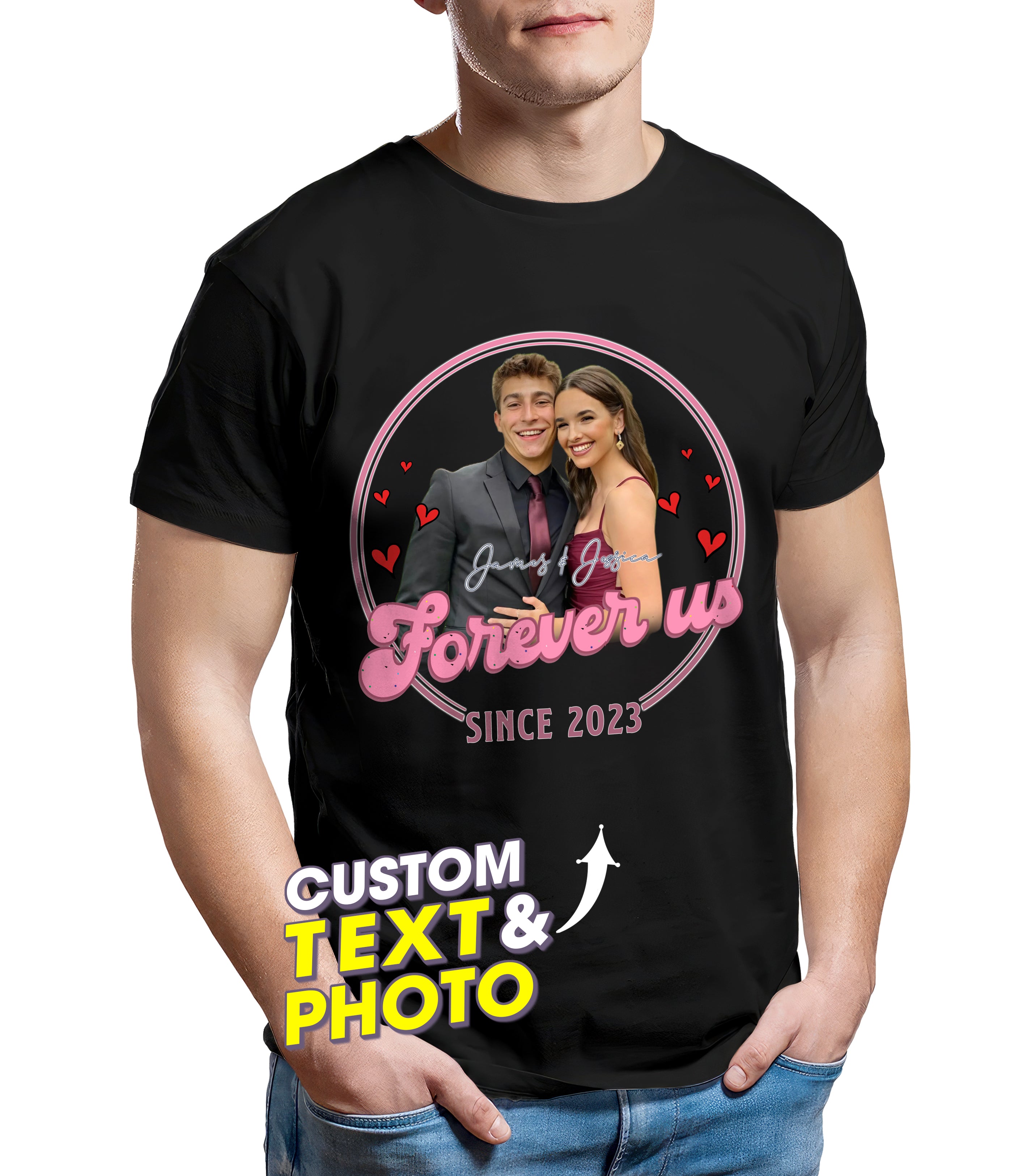 Custom T Shirts with Picture On Shirt Custom Photo Tshirt Personalized Shirts with Photo Face Tshirt Create Your Own Shirt for Men Women Gift for Valentine