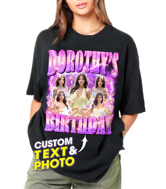 Custom Bootleg Rap Tee Shirts with Picture Birthday Shirts for Women Custom Shirts for Birthday Picture Shirt Face Tshirt Customize Photo Tshirt for Woman Men