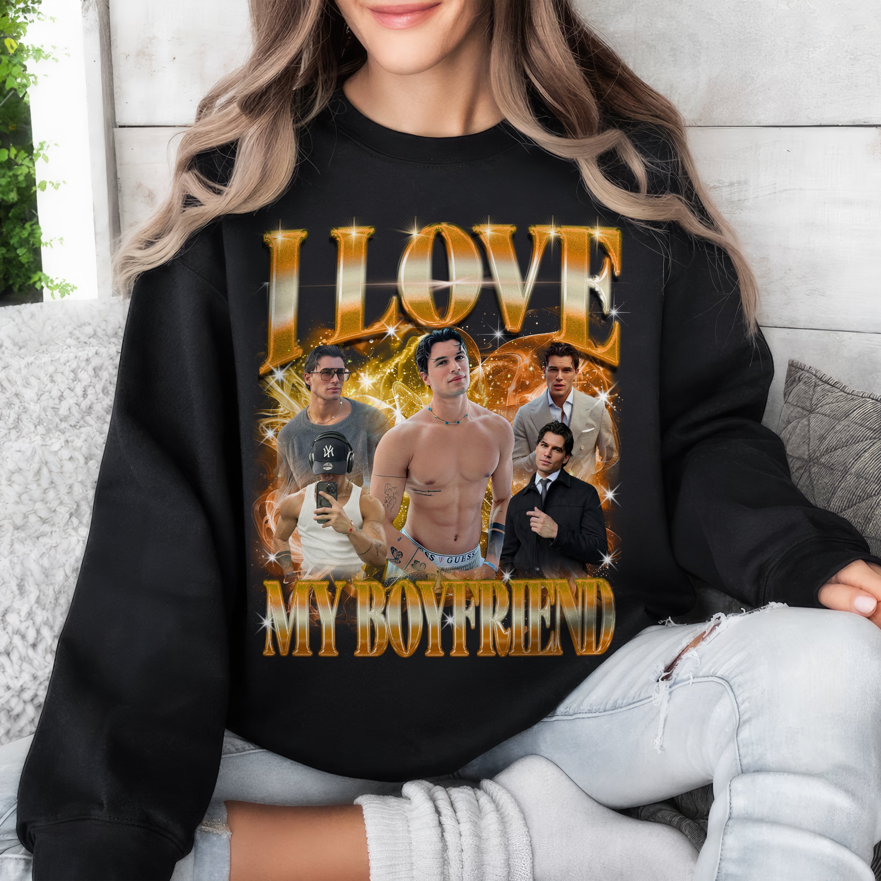 Custom Bootleg Rap Tee Girlfriend Shirts for Boyfriend Custom Face Tshirt Personalized Photo Tshirt Vintage Graphic Tees Shirt Gift Idea for Valentine, Christmas