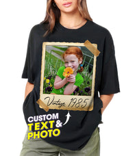 Custom T Shirts with Photo and Year Birthday Shirts for Women Personalized Tshirt with Picture Shirt Custom Face Shirt Vintage Tees for Men Customize Gift for Birthday