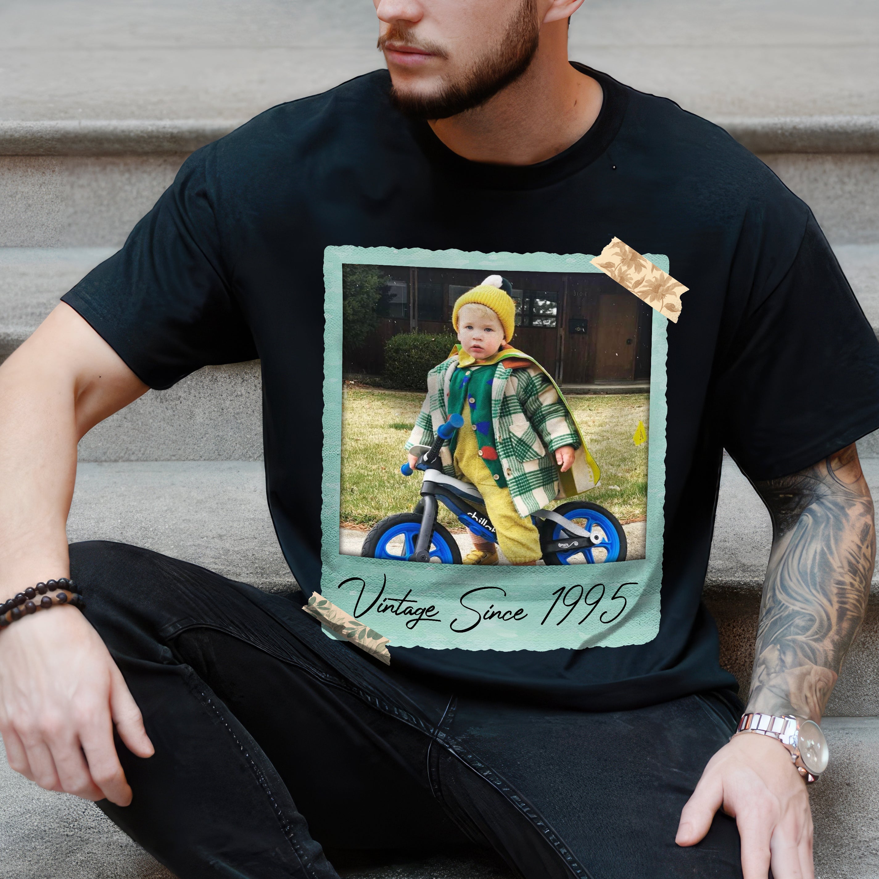 Custom T Shirts with Photo and Year Birthday Shirts for Women Personalized Tshirt with Picture Shirt Custom Face Shirt Vintage Tees for Men Customize Gift for Birthday