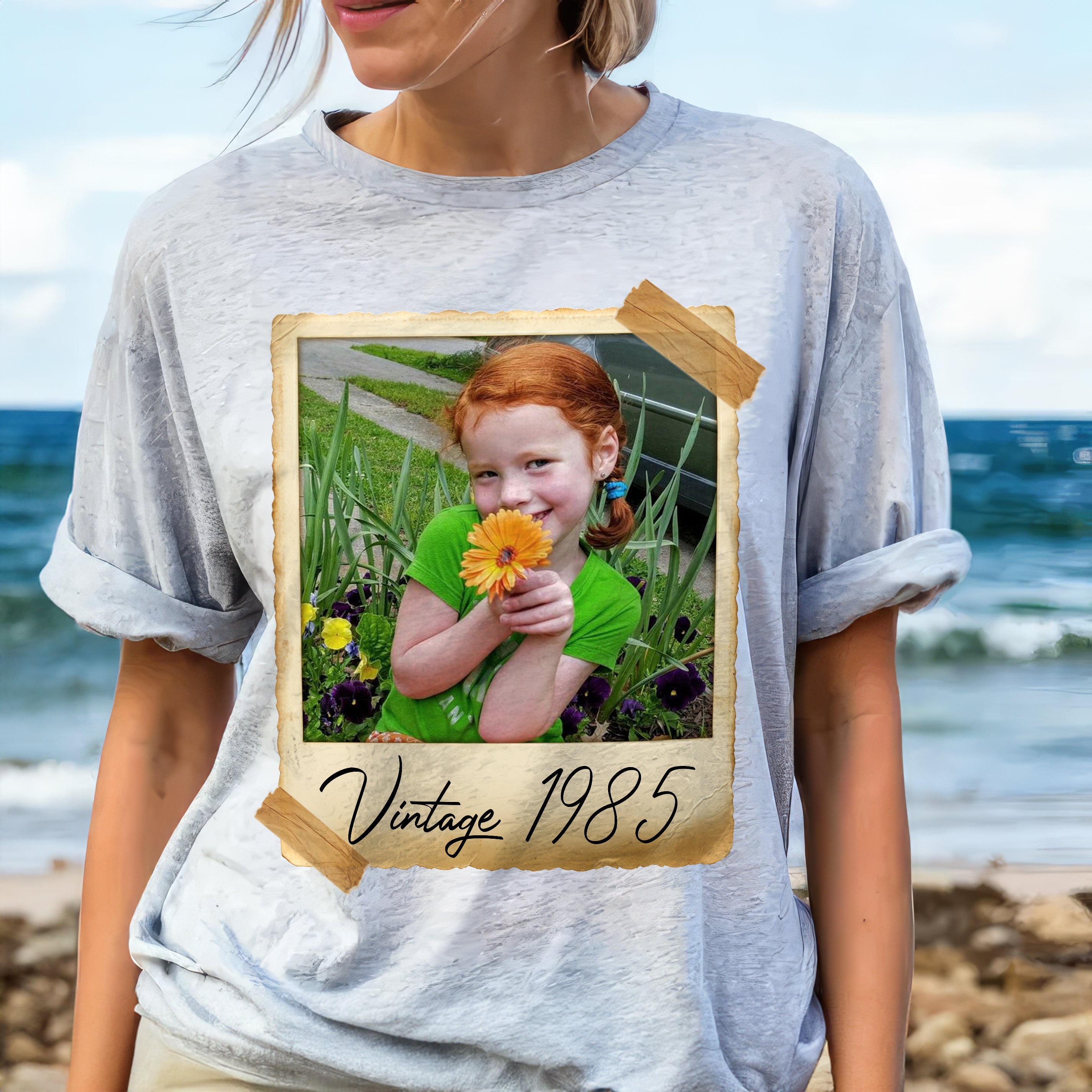 Custom T Shirts with Photo and Year Birthday Shirts for Women Personalized Tshirt with Picture Shirt Custom Face Shirt Vintage Tees for Men Customize Gift for Birthday