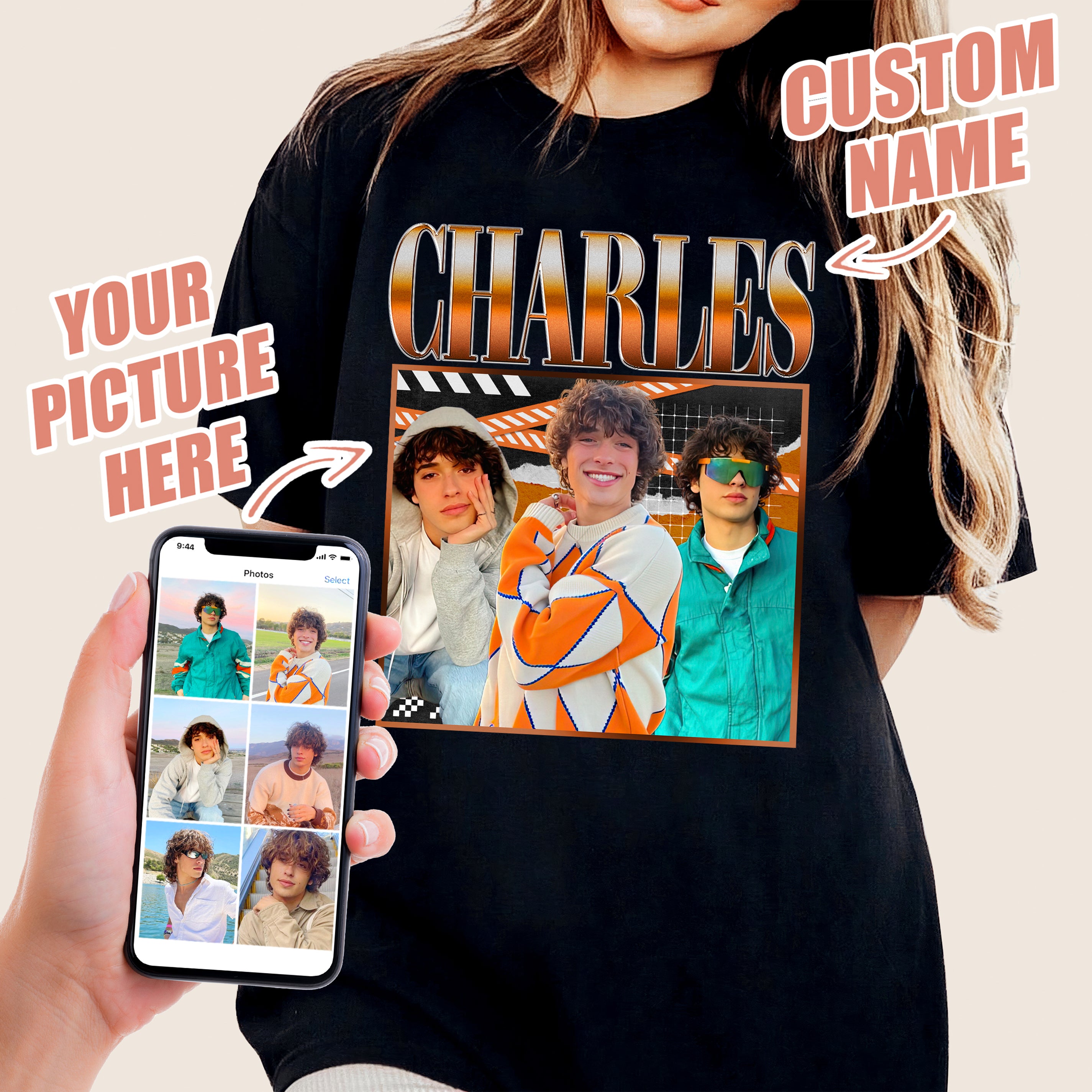 Personalized Bootleg Rap Tee Shirts Girlfriend Custom Bootleg Rap Tee with 90s Vintage Shirt for Boyfriend Shirts with Girlfriend Face Custom Graphic Tees Birthday