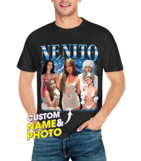 Custom Your Photo Bootleg Rap Shirt with Picture Custom Girlfriend Face Shirt for Boyfriend Custom Photo Vintage Graphic Shirts for Valentine and Christmas