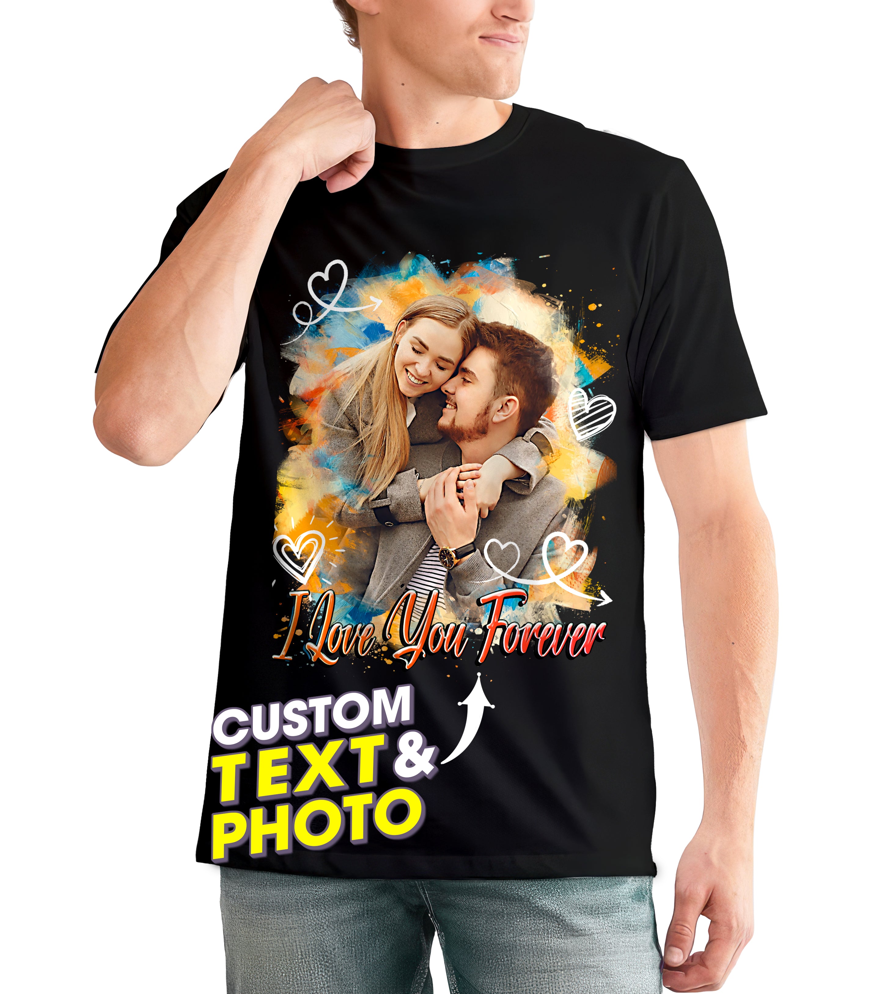Personalized Shirt with Custom Face Creator - Your Own Photo Shirt with Picture - Vintage Face Photo Gift Idea for Birthday, Valentines Day and Christmas