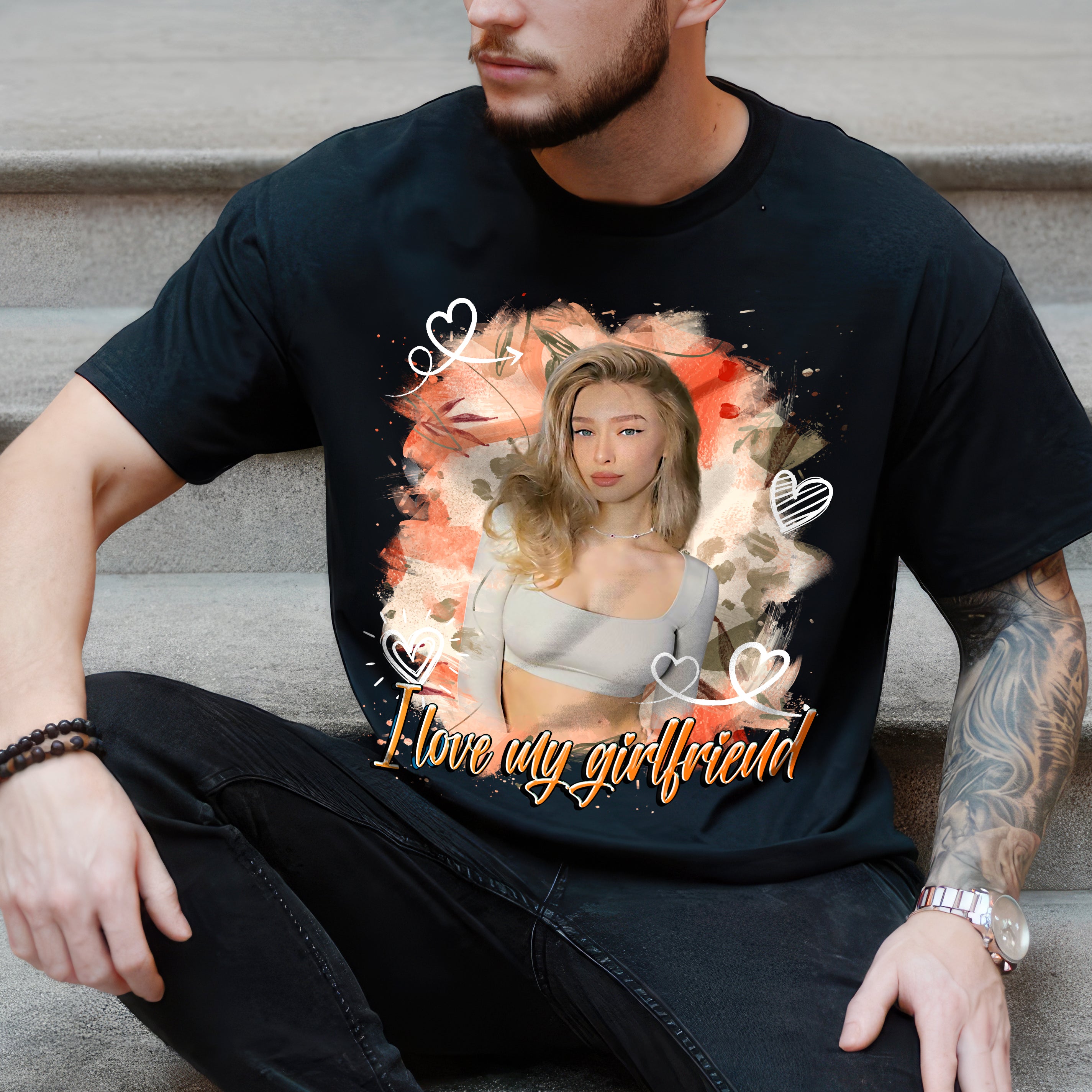 Personalized Shirt with Custom Face Creator - Your Own Photo Shirt with Picture - Vintage Face Photo Gift Idea for Birthday, Valentines Day and Christmas