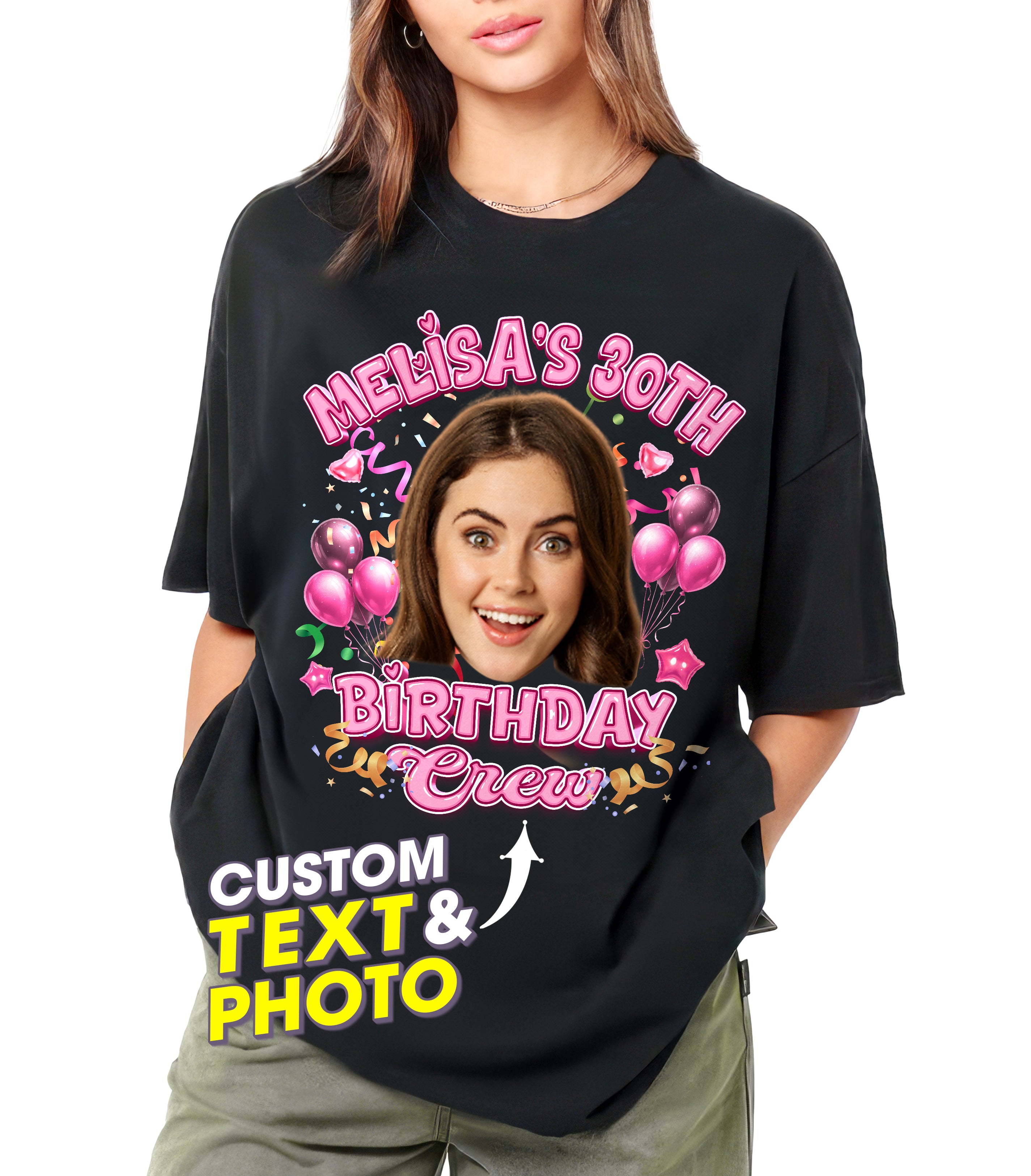 Custom Shirt with Face Birthday Shirts for Women Custom Funny Birthday Shirt for Group Picture Shirts with Photo Tshirt Customize Tshirt 30th for Women Men
