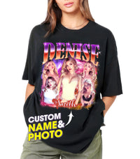 Custom Your Own Bootleg Rap Tee Girlfriend Shirts for Boyfriend Custom Face Tshirt Personalized Photo Tshirt Vintage Graphic Tee Shirt Gift Idea for Valentines Day