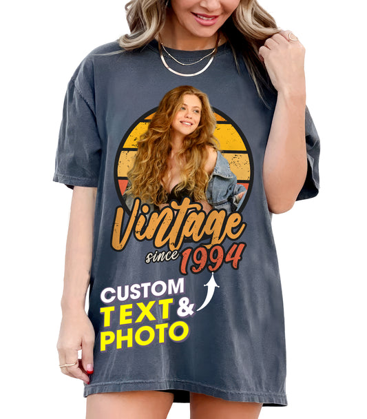 Custom Vintage Retro Photo Shirt - Personalized Birthday Gift for Pet Lovers