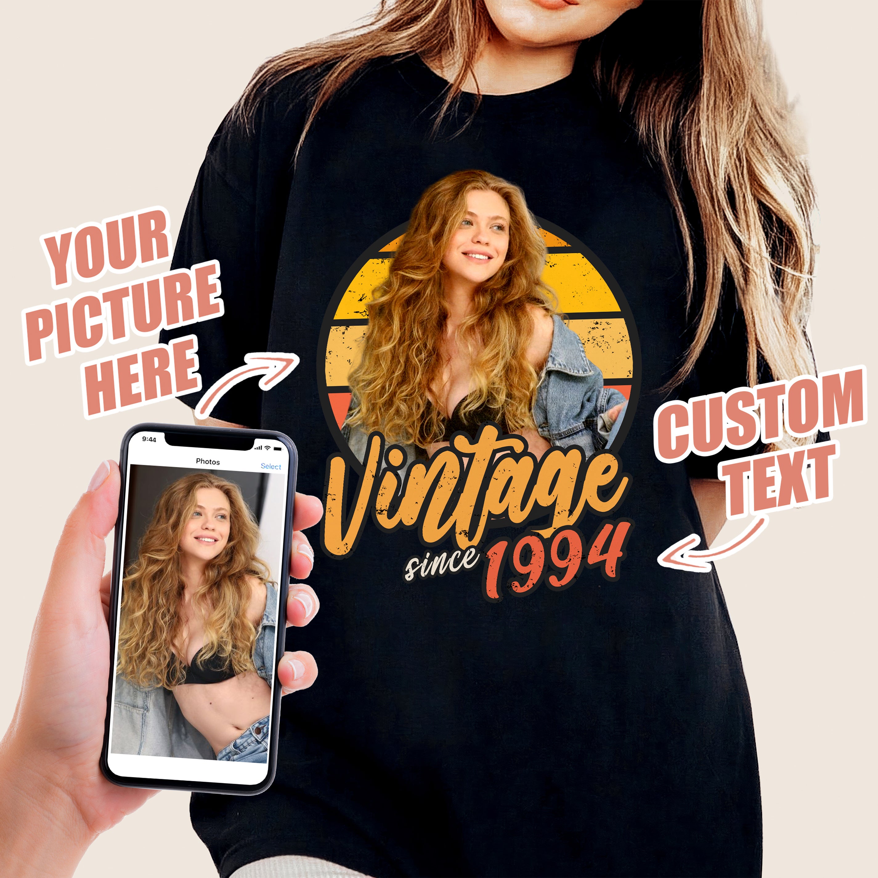 Custom Vintage Retro Photo Shirt - Personalized Birthday Gift for Pet Lovers