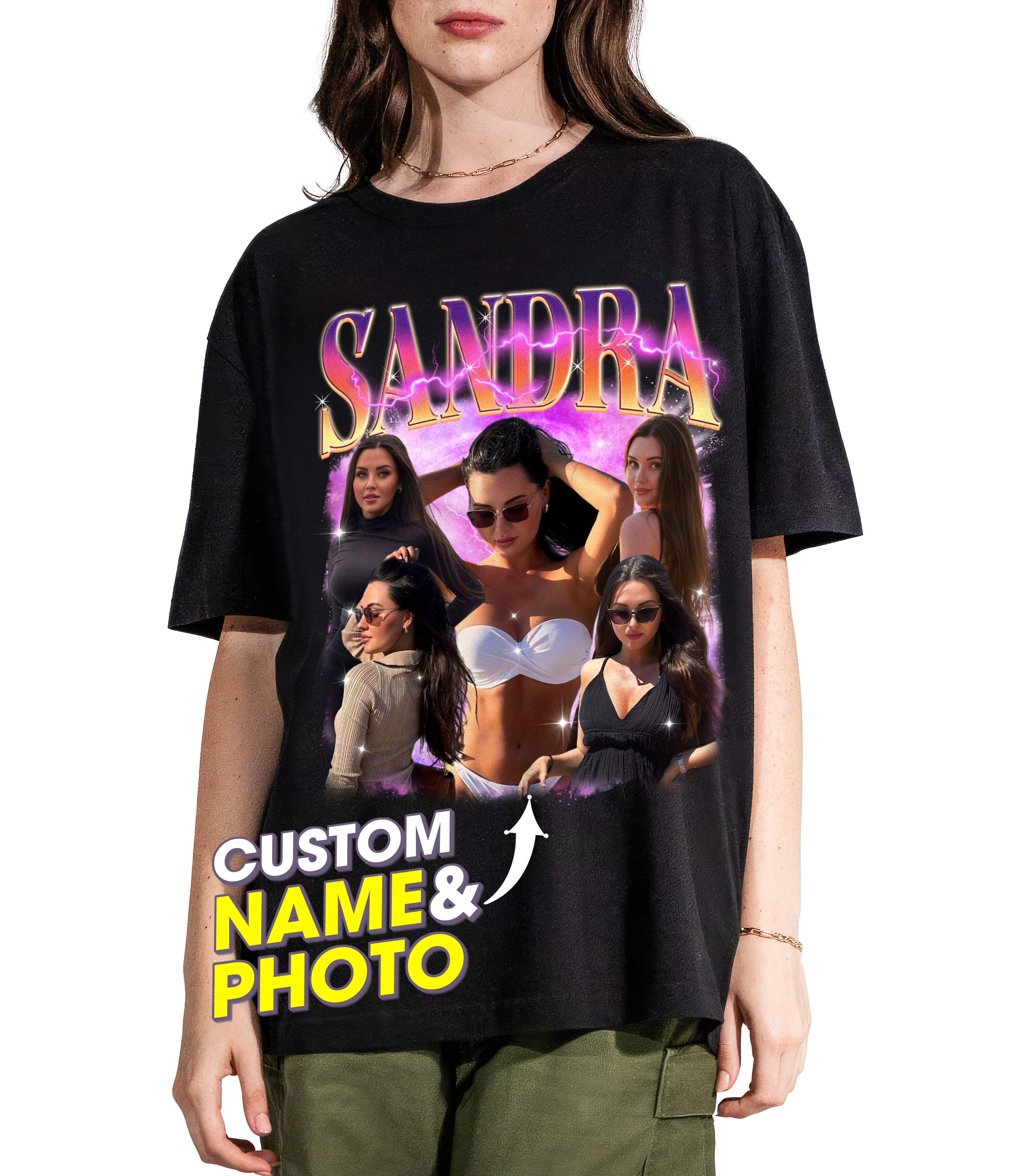 Personalized Vintage Bootleg Rap Tee Shirt Custom Photo for Boyfriend Custom Girlfriend Shirt Ideal for Birthdays Valentine’s Day and Christmas