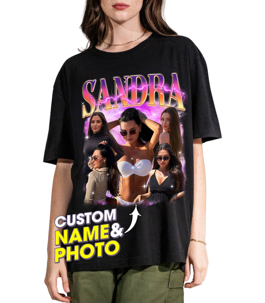 Personalized Vintage Bootleg Rap Tee Shirt Custom Photo for Boyfriend Custom Girlfriend Shirt Ideal for Birthdays Valentine’s Day and Christmas