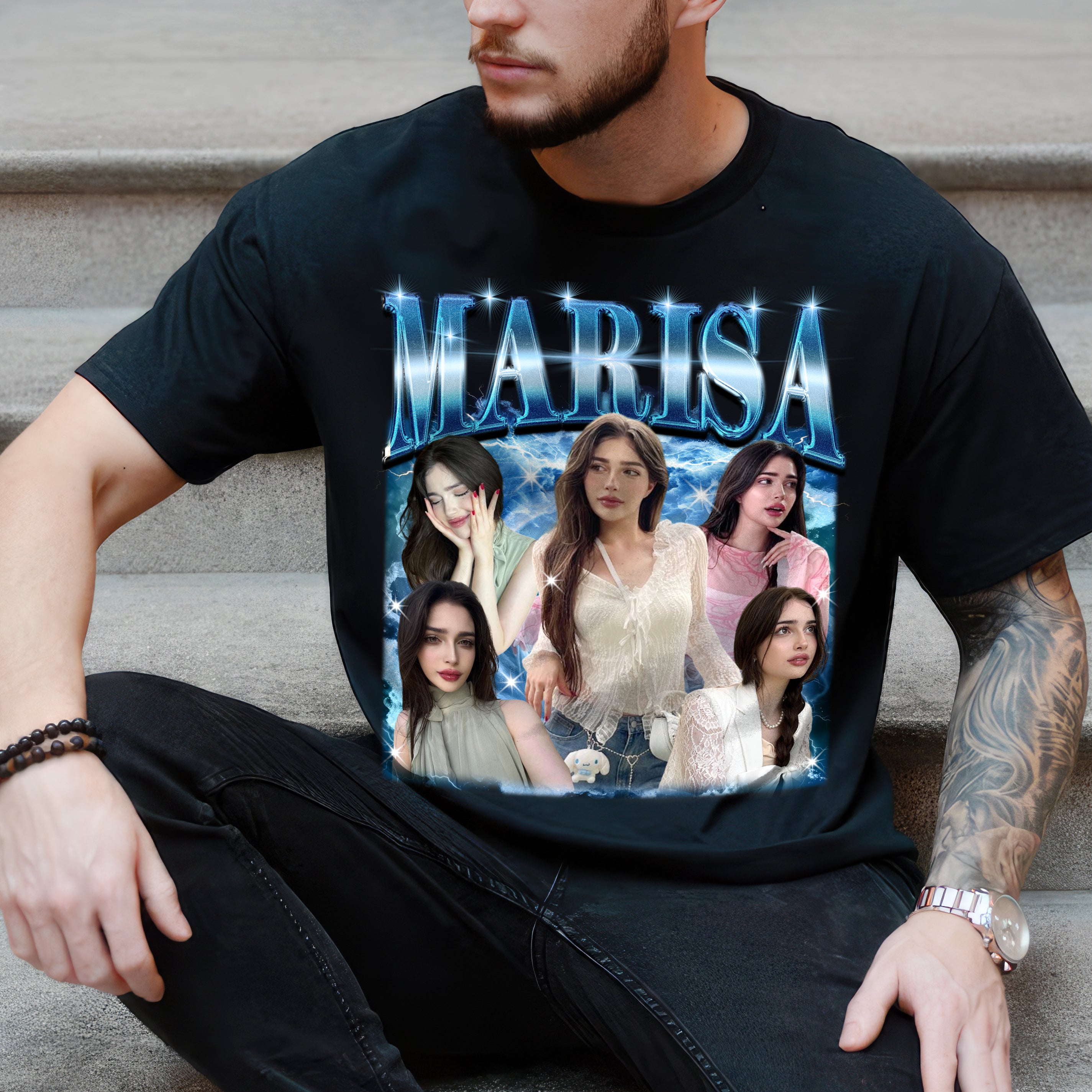 Custom Bootleg Rap Tee Girlfriend Shirt for Boyfriend Custom Face Tshirt Custom Photo Vintage Graphic Tees Shirt Gift Idea for Valentine Christmas