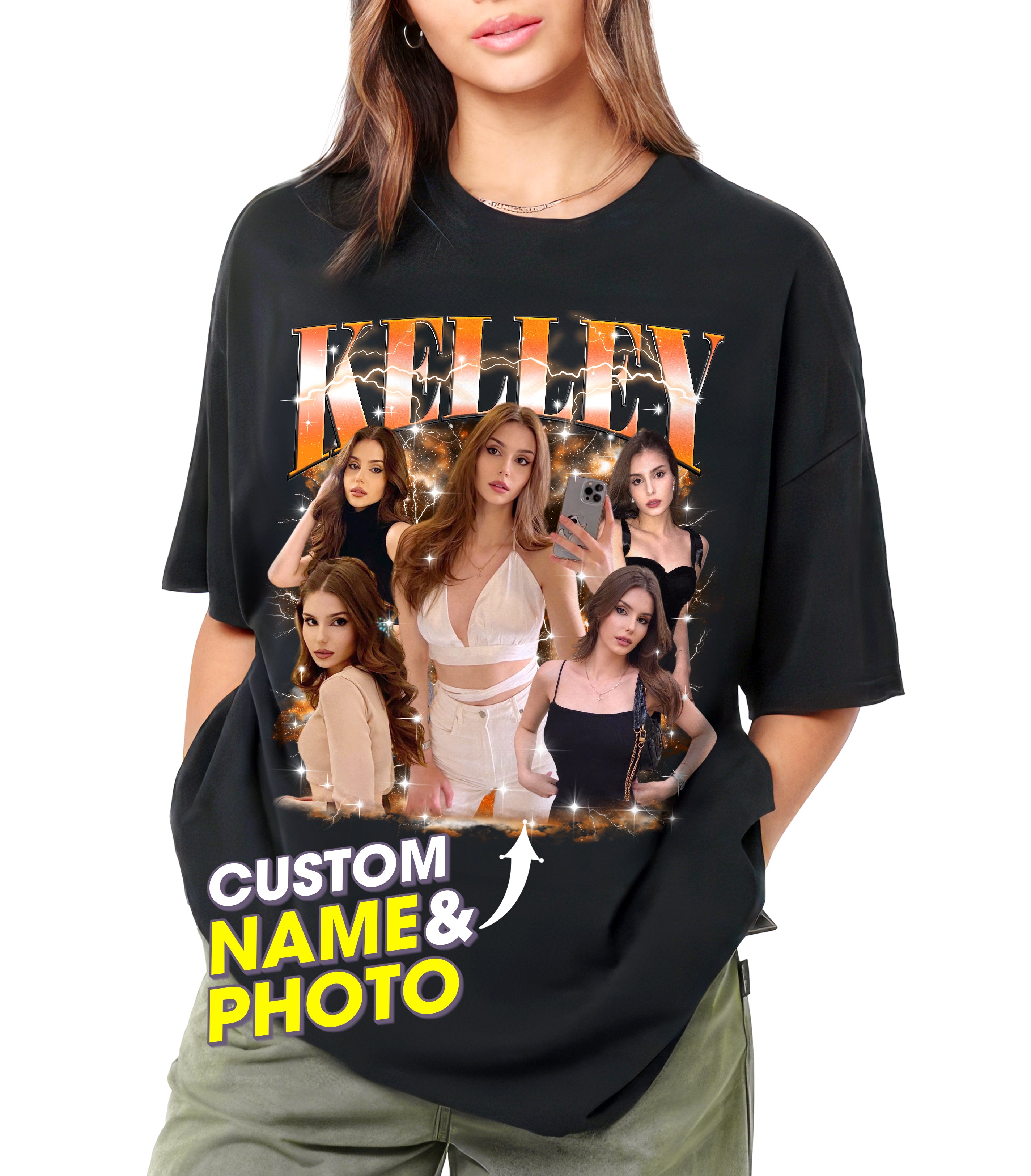 Custom Bootleg Rap Tee Shirt with Picture on Shirt Custom Face Tshirt for Boyfriend Girlfriend Vintage Graphic Tshirt Personalized Photo Tshirt for Women Men Valentine