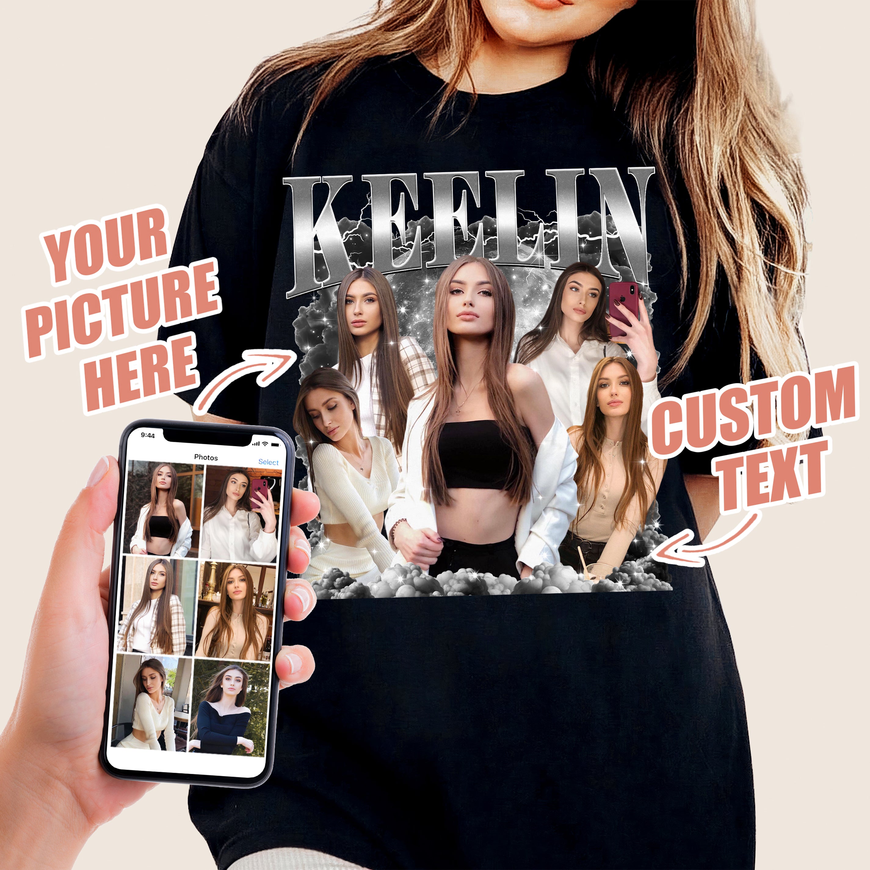 Custom Bootleg Rap Tee with Girlfriend's Face for Boyfriend - 90s Vintage Graphic T-Shirt Gift for Birthday or Valentine