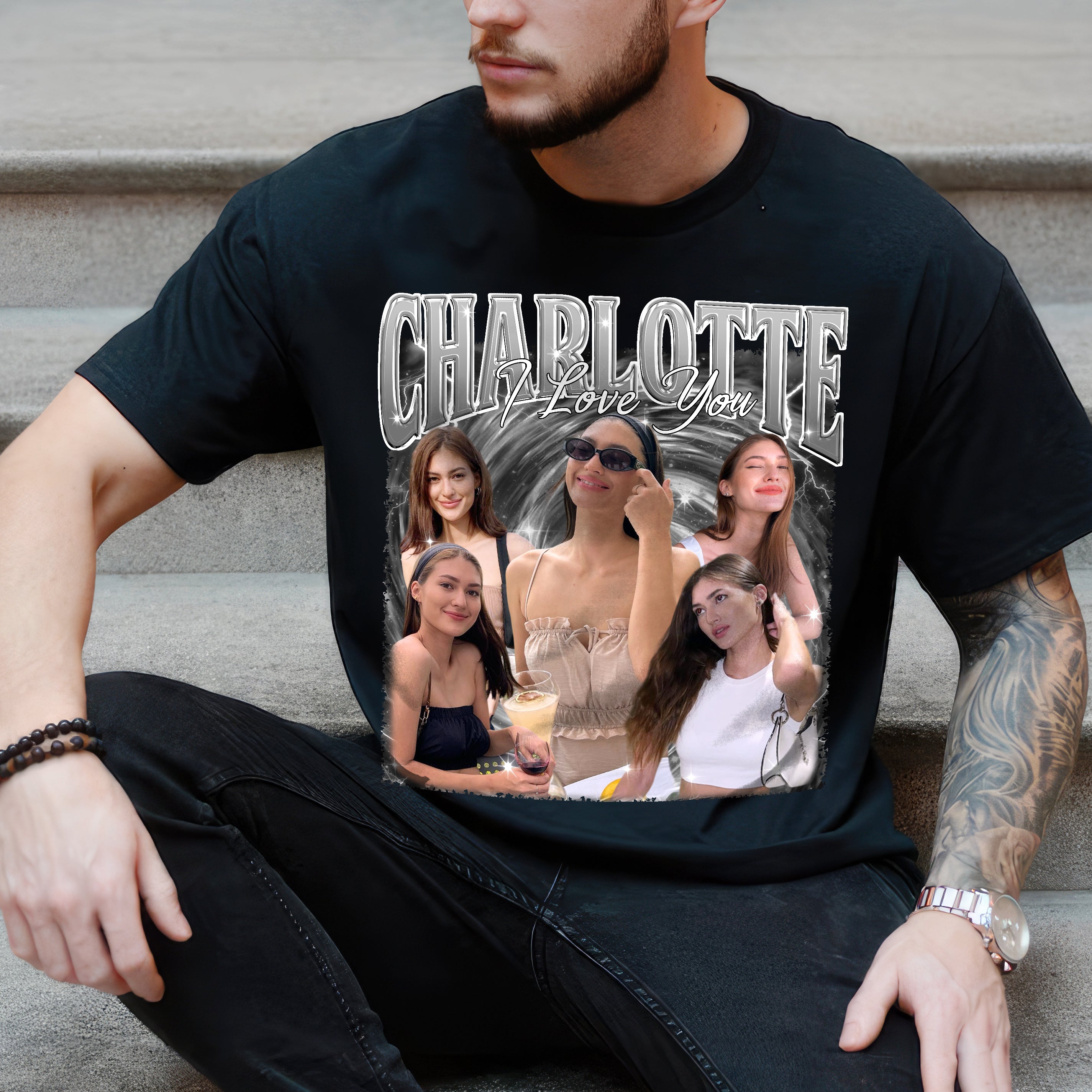 Custom Your Photo Bootleg Rap Tee Custom Shirts Boyfriend Shirt with Gf Face Custom Photo Vintage Shirt for Boyfriend Graphic Tee Birthday Valentine Christmas
