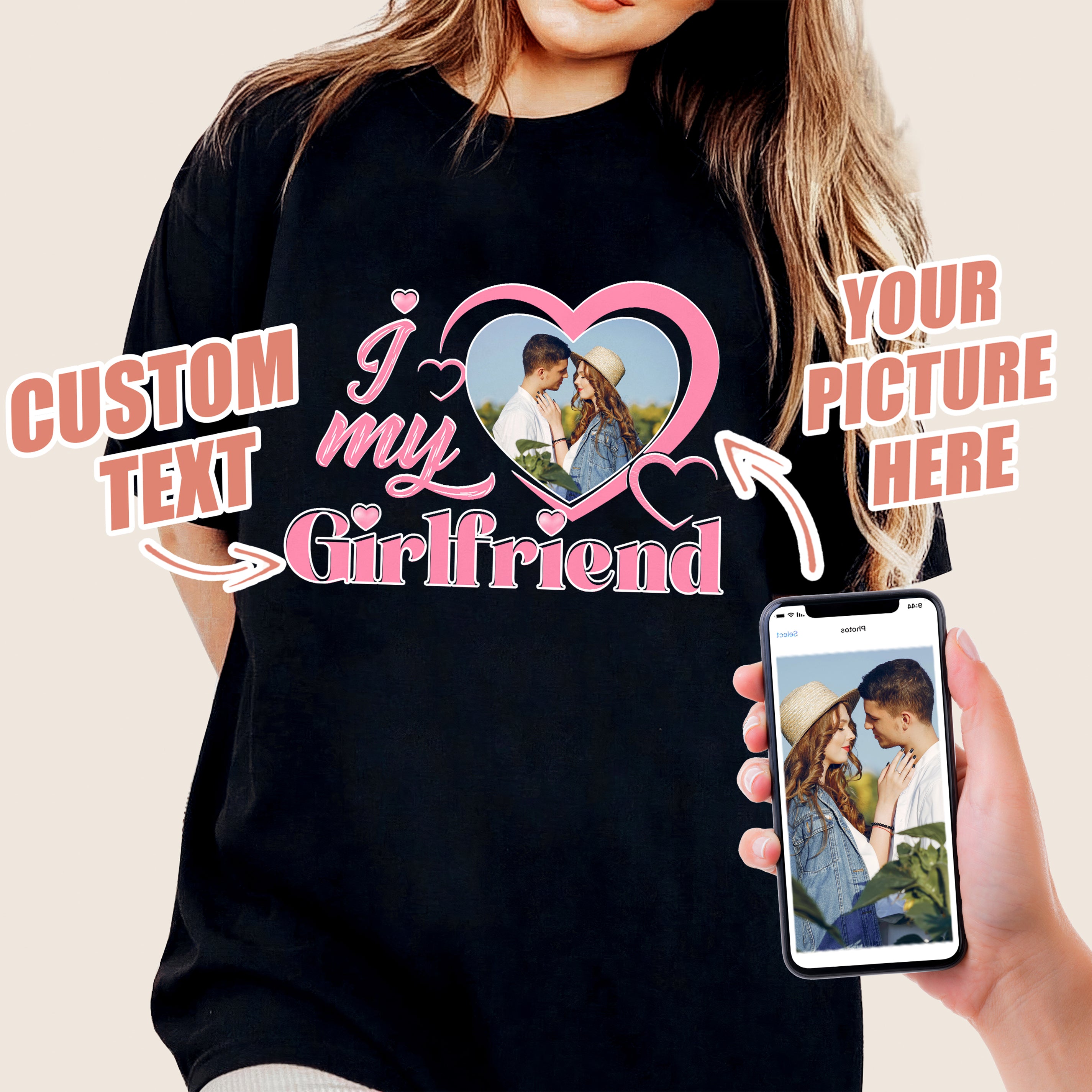 Custom I Love My Girlfriend Shirt with Picture for Couple