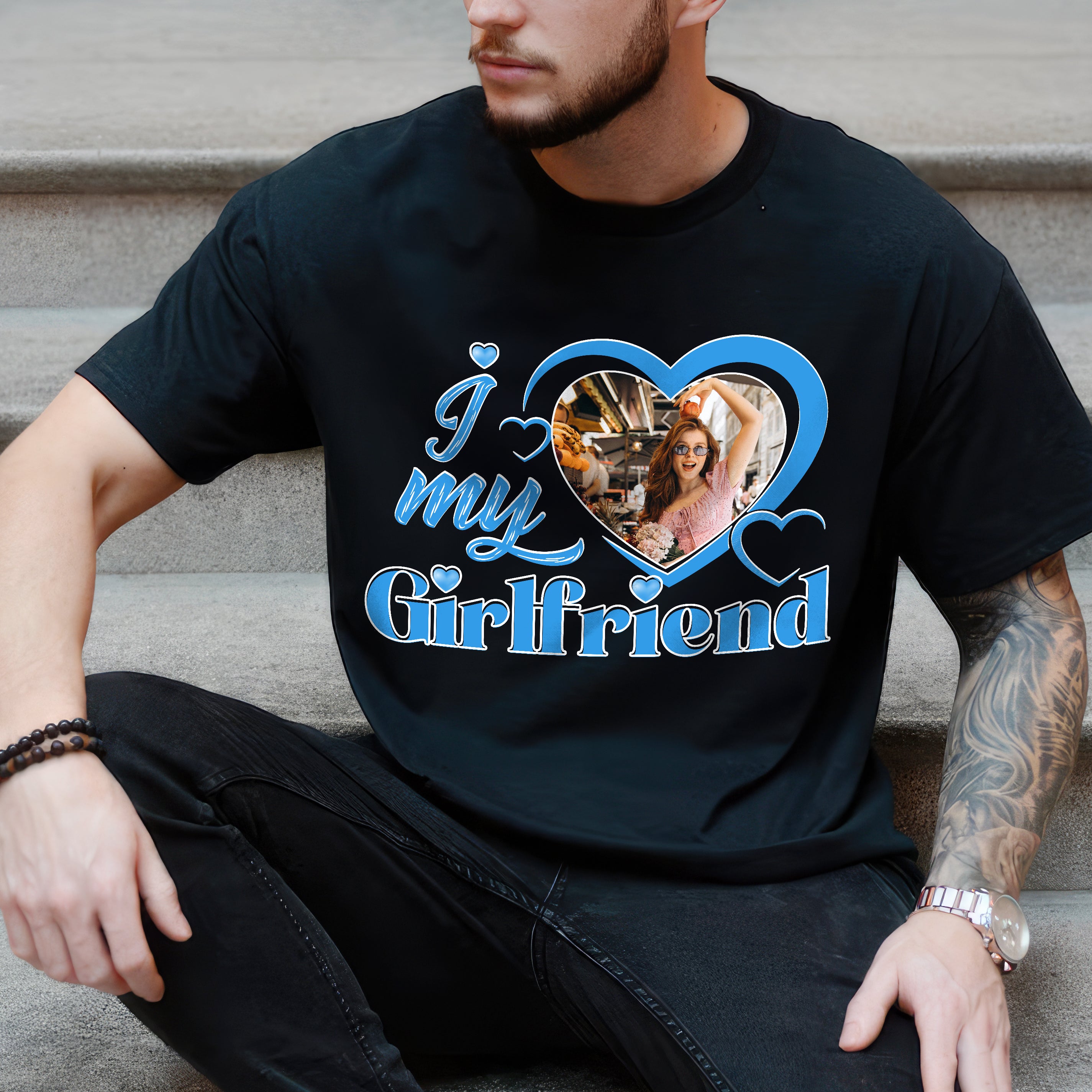 Custom I Love My Girlfriend Shirt with Picture for Couple