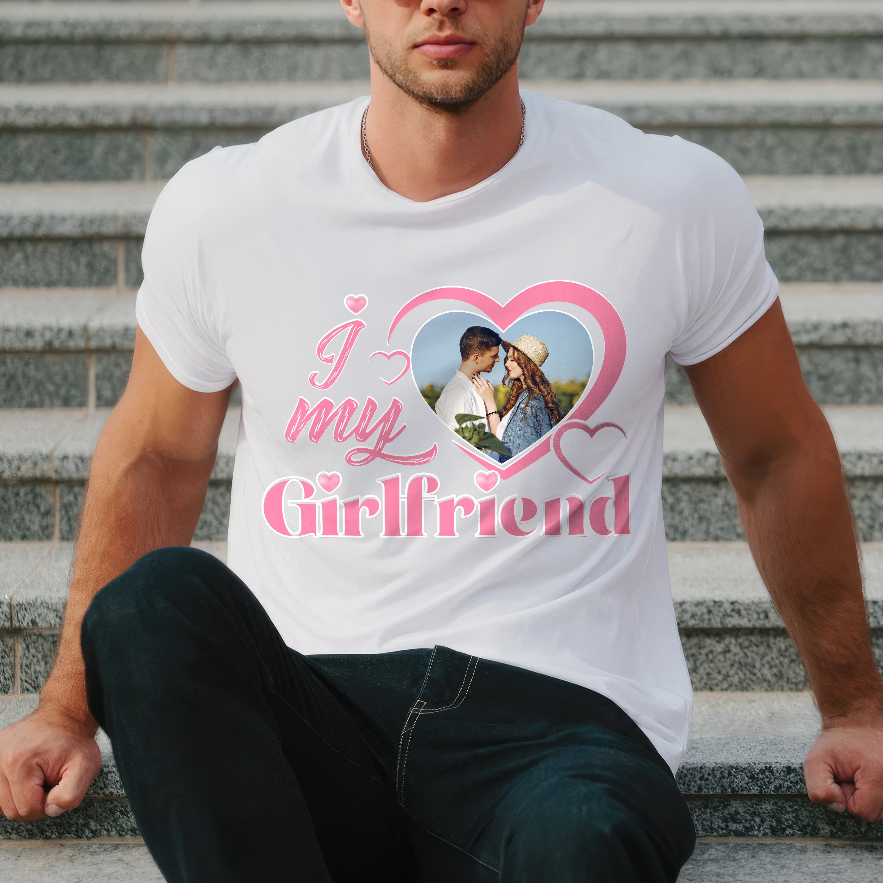 Custom I Love My Girlfriend Shirt with Picture for Couple