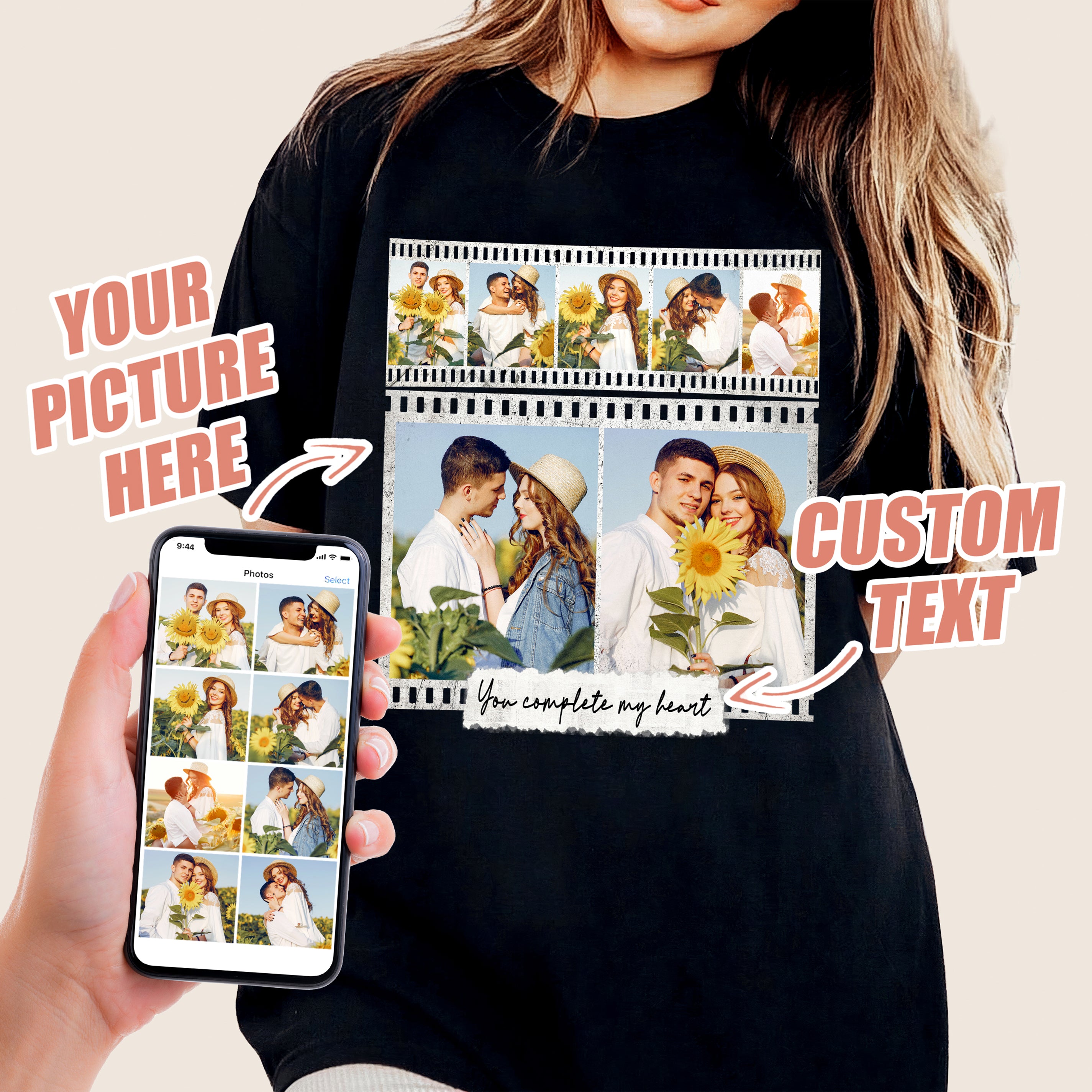 Personalized Face Shirt Creator - Custom Photo Shirt with Picture - Vintage Face Photo Gift for Birthday, Valentines Day & Christmas