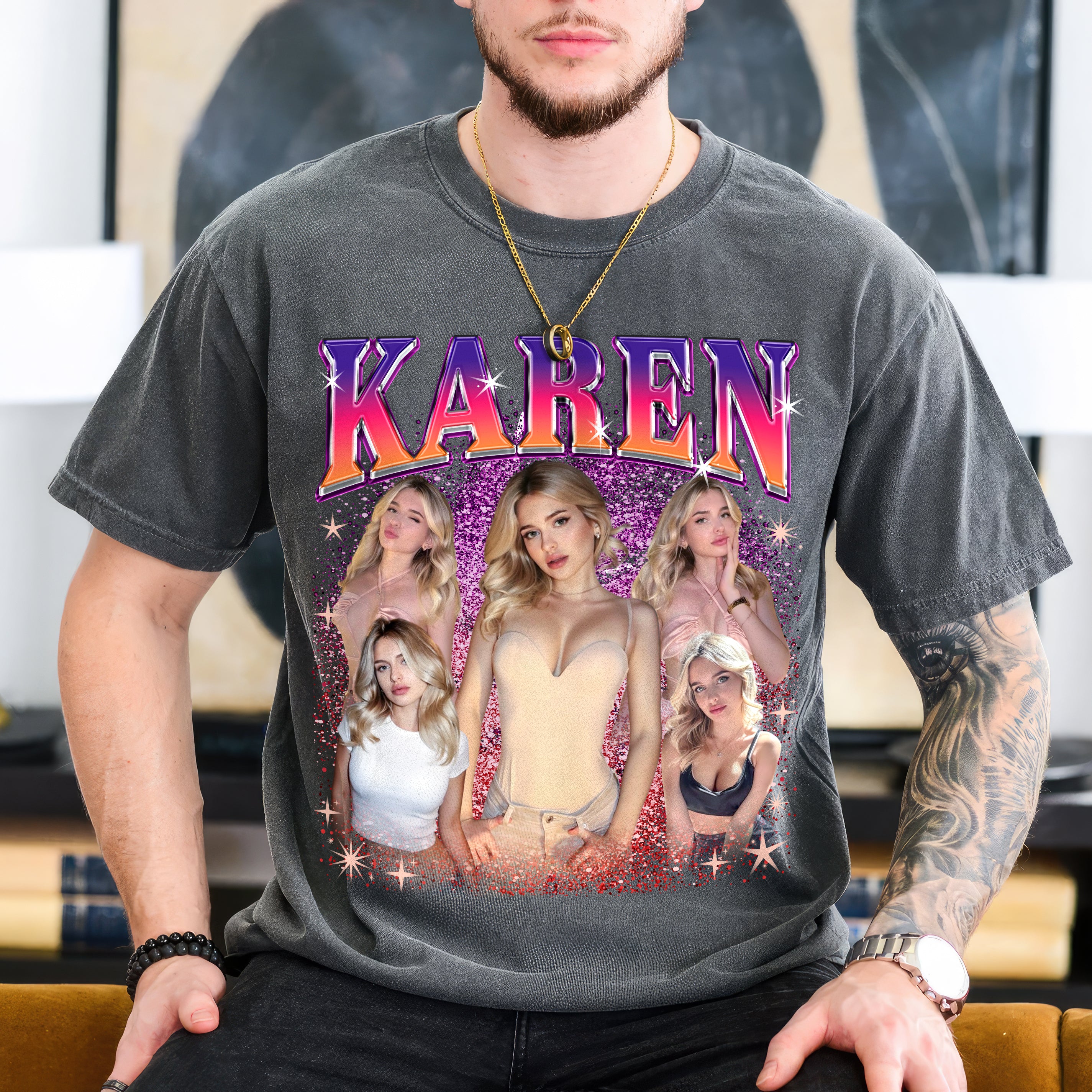 Custom Bootleg Rap Tee Shirt - Girlfriend Face Shirt - Vintage Graphic Tees for Boyfriend & Girlfriend - Christmas & Birthday