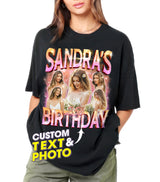 Mit & Mia Custom Bootleg Rap Tee Shirts with Picture Birthday Shirts for Women Custom Shirt for Birthday Picture Shirt Face Tshirt Customize Tshirt for Women Men