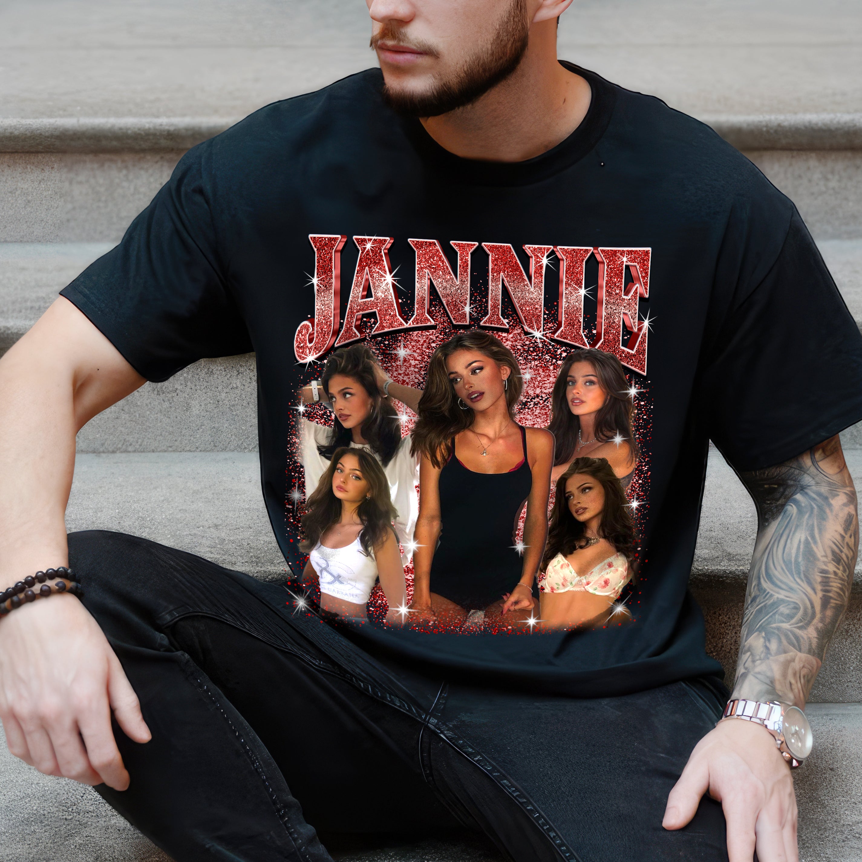 Custom Your Photo Bootleg Rap Tee Custom Shirts for Boyfriend Shirt with Gf Face Custom Photo Vintage Shirt for Boyfriend Graphic Tee Birthday Valentine Christmas