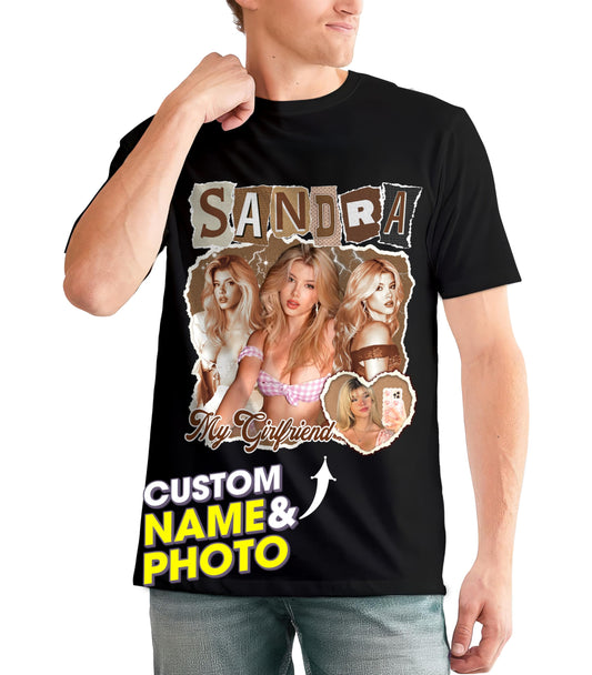 Custom Bootleg Rap Shirt with Girlfriend face Tshirt for Boyfriend Custom Shirts with Pictures on it Rap Shirt for Valentines Day Gifts for Him Her