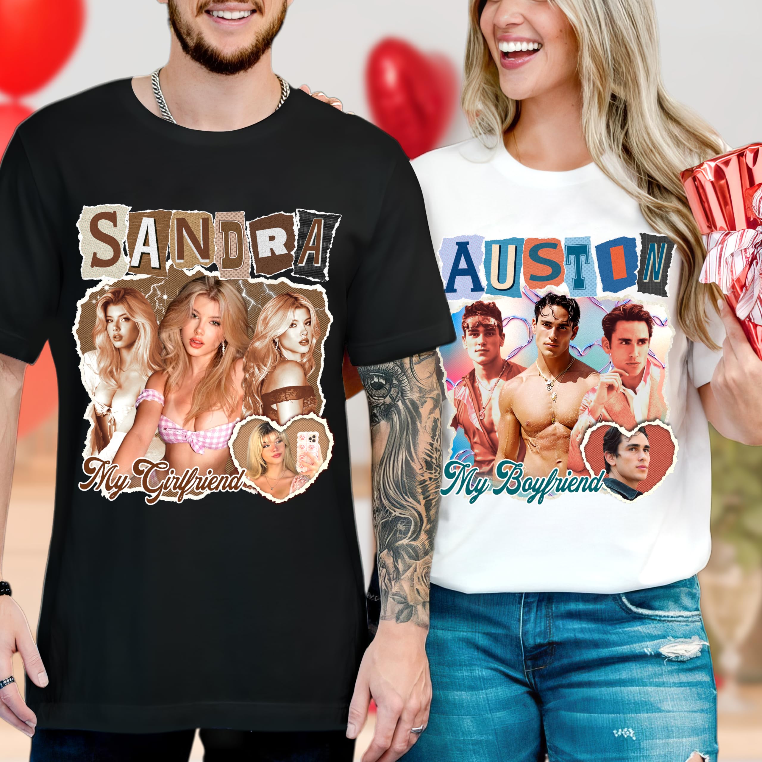 Custom Bootleg Rap Shirt with Girlfriend face Tshirt for Boyfriend Custom Shirts with Pictures on it Rap Shirt for Valentines Day Gifts for Him Her
