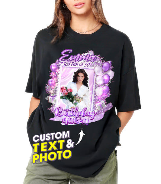 Custom Shirt with Picture Birthday Shirts for Women Custom T-Shirt for Birthday Picture Shirt with Photo Tshirt Customize Tshirt 30th for Women Gift