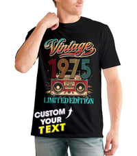 Custom Birthday Shirt Vintage 1975 Birthday Shirts for Men Custom Vintage Retro Tshirt Personalized Tshirt for Women Men Shirt for Husband Dad 1975 T Shirts