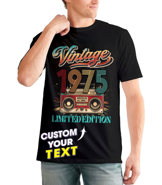 Custom Birthday Shirt Vintage 1975 Birthday Shirts for Men Custom Vintage Retro Tshirt Personalized Tshirt for Women Men Shirt for Husband Dad 1975 T Shirts