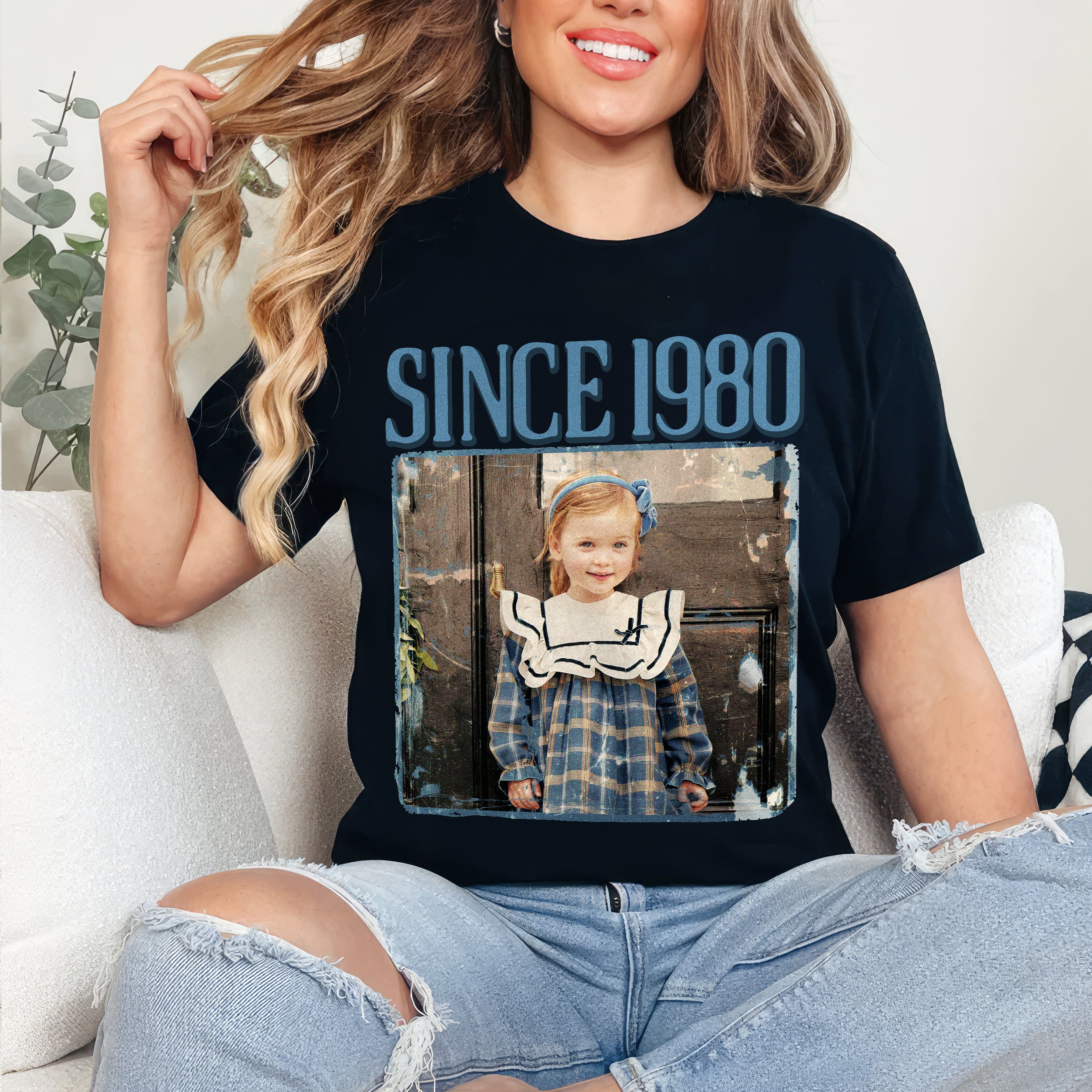Custom Vintage Photo Shirt with Picture and Year Custom Birthday Picture Shirt with Photo Face Tshirt Vintage Birthday Shirts for Women Personalized Tshirt for Woman, Men