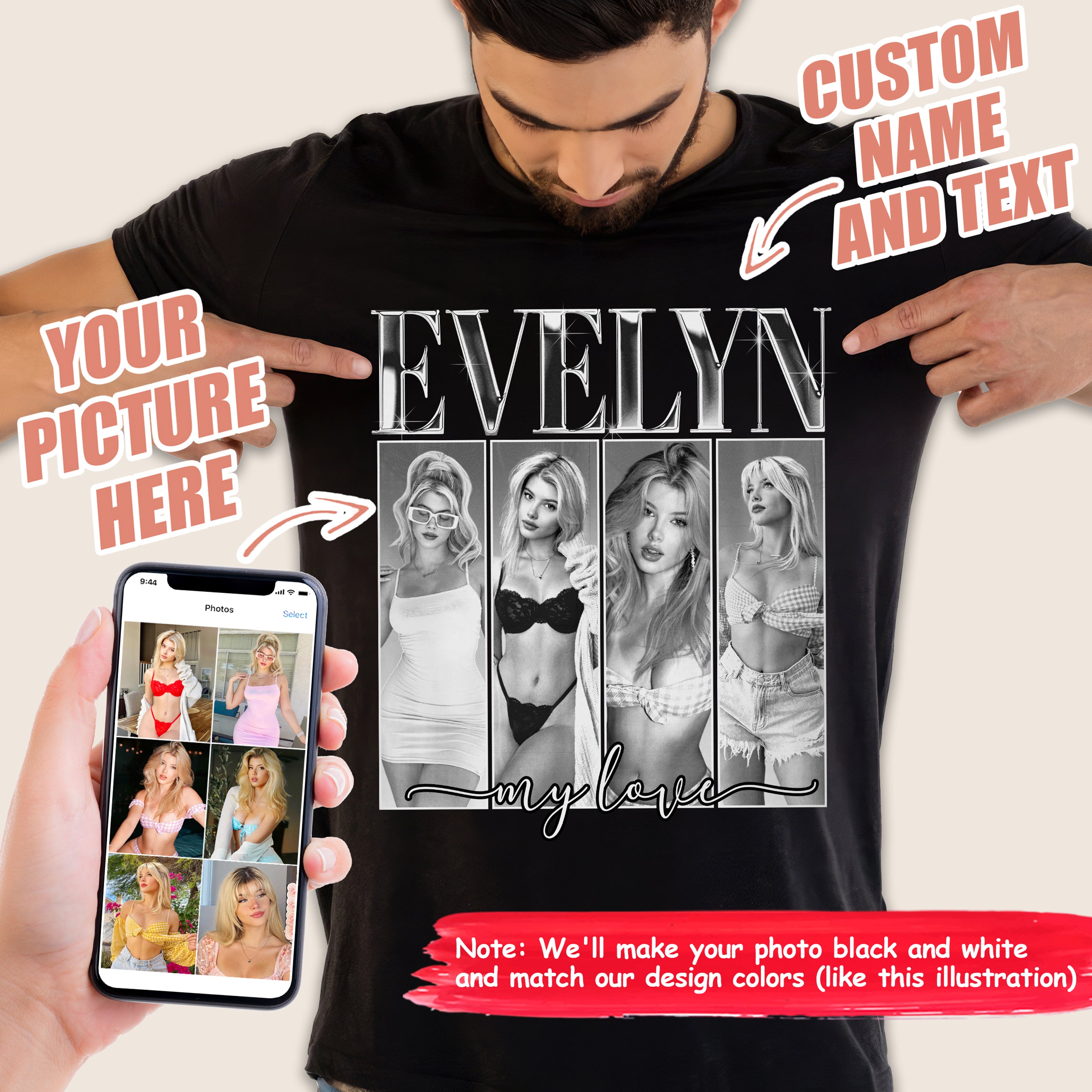 Custom Your Own Bootleg Rap Tee Girlfriend Face Shirts for Boyfriend Custom Face Tshirt Custom Photo Custom Valentine Gifts for Him Couple Shirts