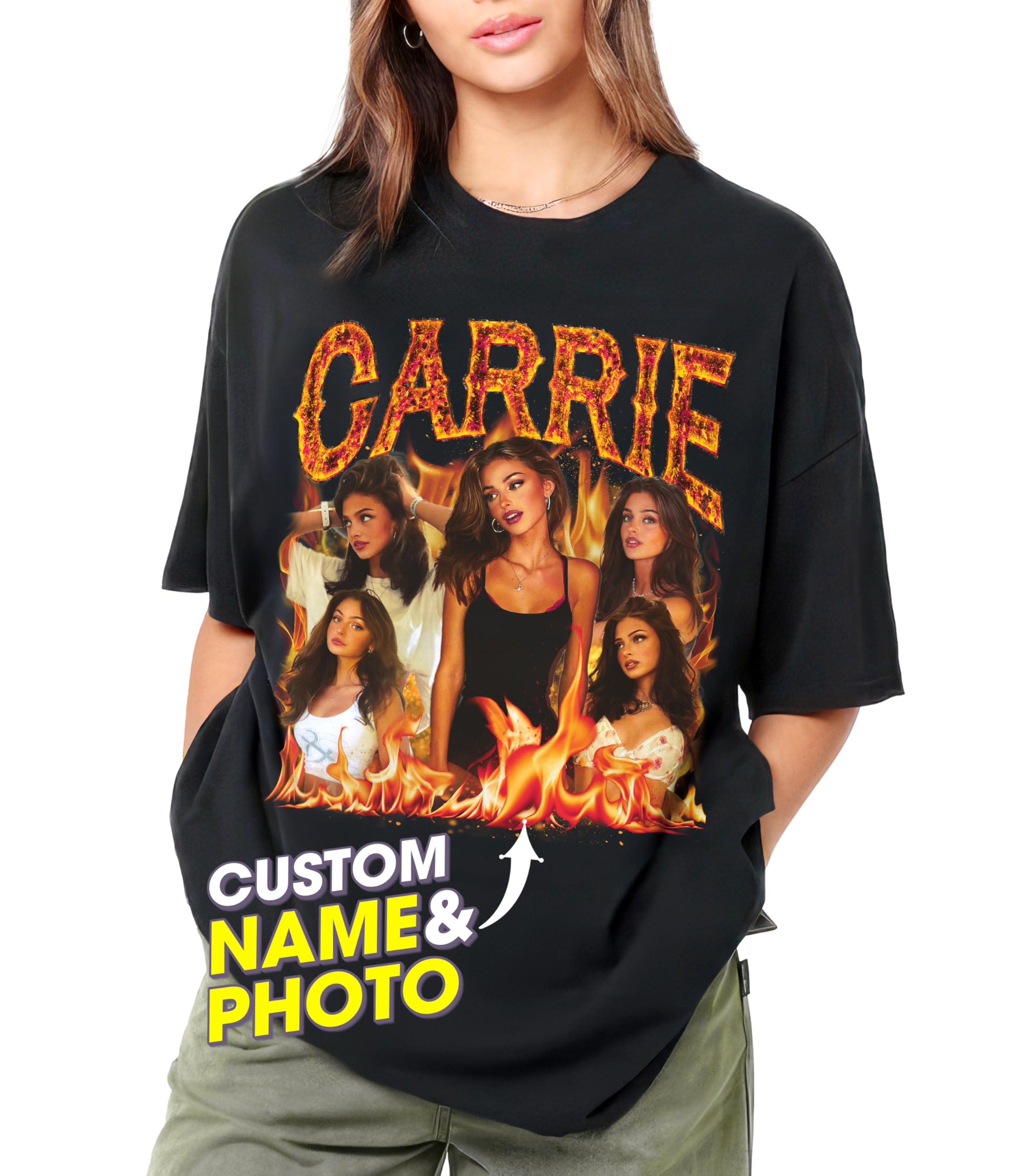 Custom Bootleg Rap Tee Shirt with Girlfriend Face Shirt Custom Photo Shirt for Boyfriend Girlfriend Custom Graphic Tees Christmas Birthday