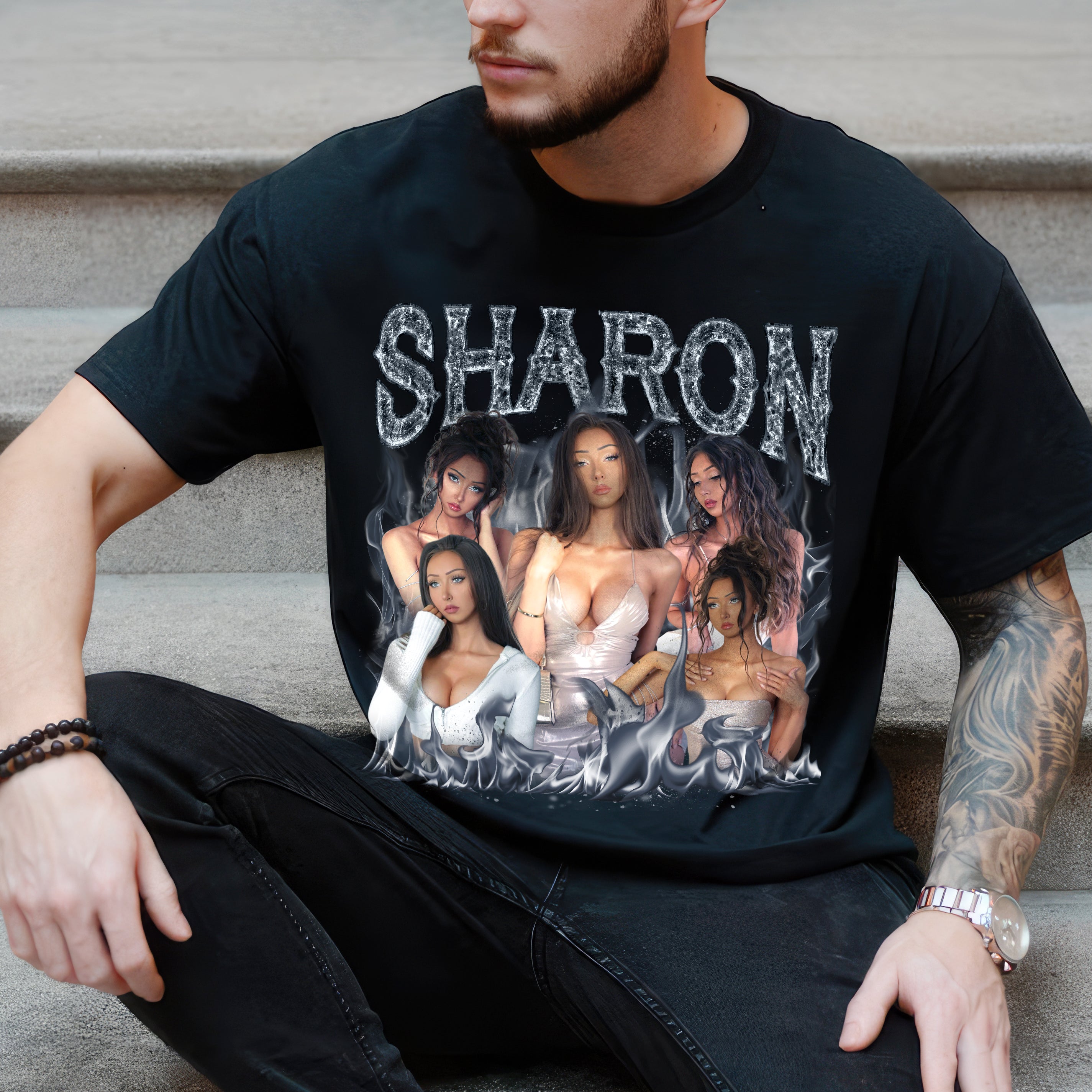 Custom Bootleg Rap Tee Shirt with Girlfriend Face Shirt Custom Photo Shirt for Boyfriend Girlfriend Custom Graphic Tees Christmas Birthday