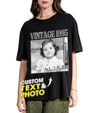 Custom Shirt with Photo and Year Birthday Shirts for Women Custom Tshirt with Picture Shirt Face Tshirt Customized Vintage Photo Tees 30th Birthday for Women Custom Gift for Christmas