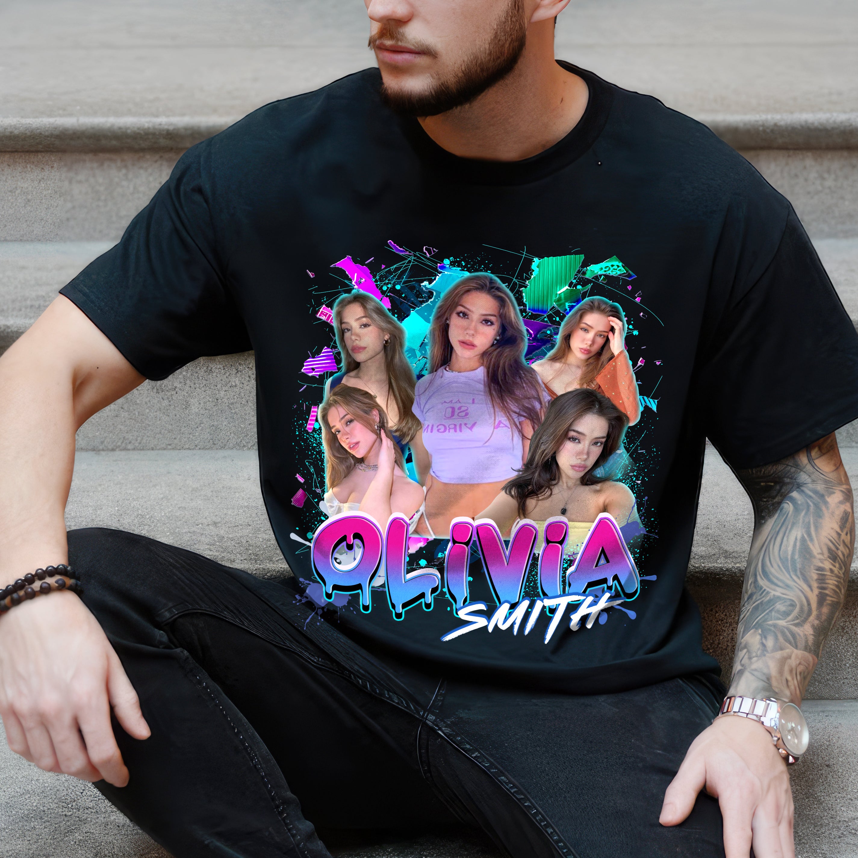 Custom Your Own Bootleg Rap Shirt Custom Face on Shirt Custom Girlfriend Face Shirt for Boyfriend Custom Shirt for Valentine and Christmas