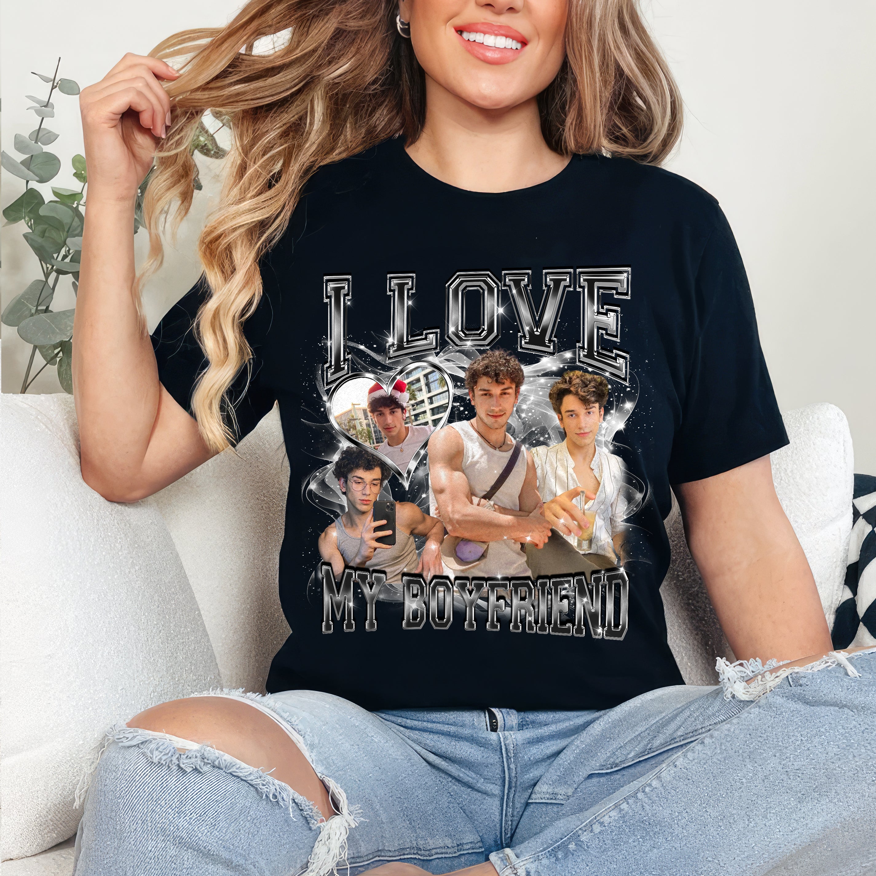 Personalized I Love My Girlfriend Shirt with Custom Photo for Boyfriend - Custom Gift for Valentine, Christmas