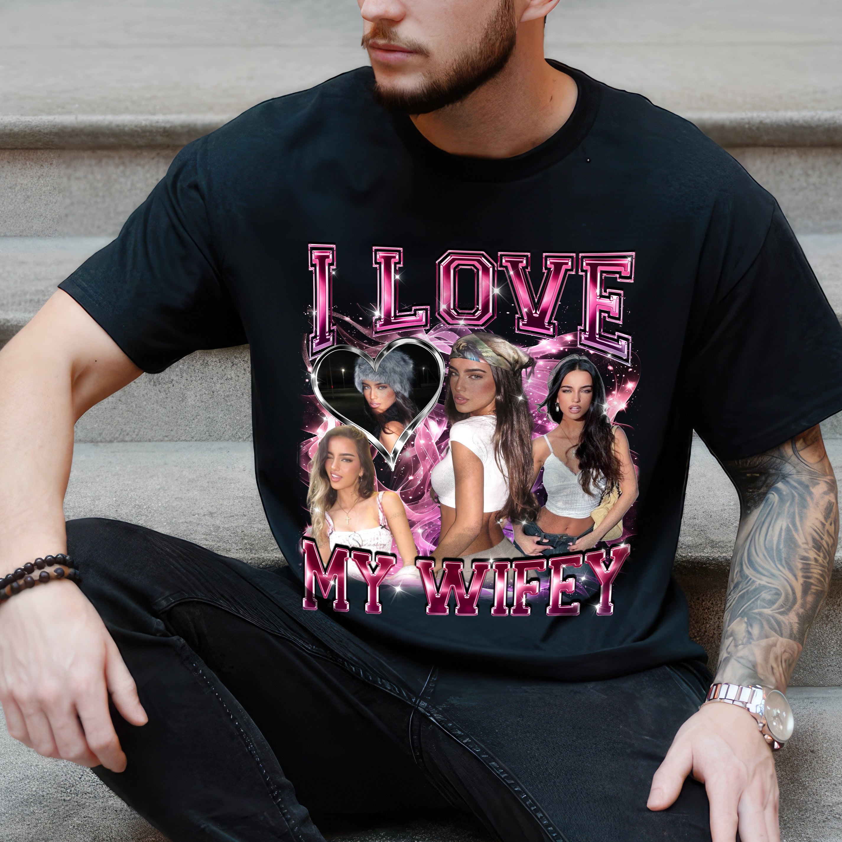 Personalized I Love My Girlfriend Shirt with Custom Photo for Boyfriend - Custom Gift for Valentine, Christmas