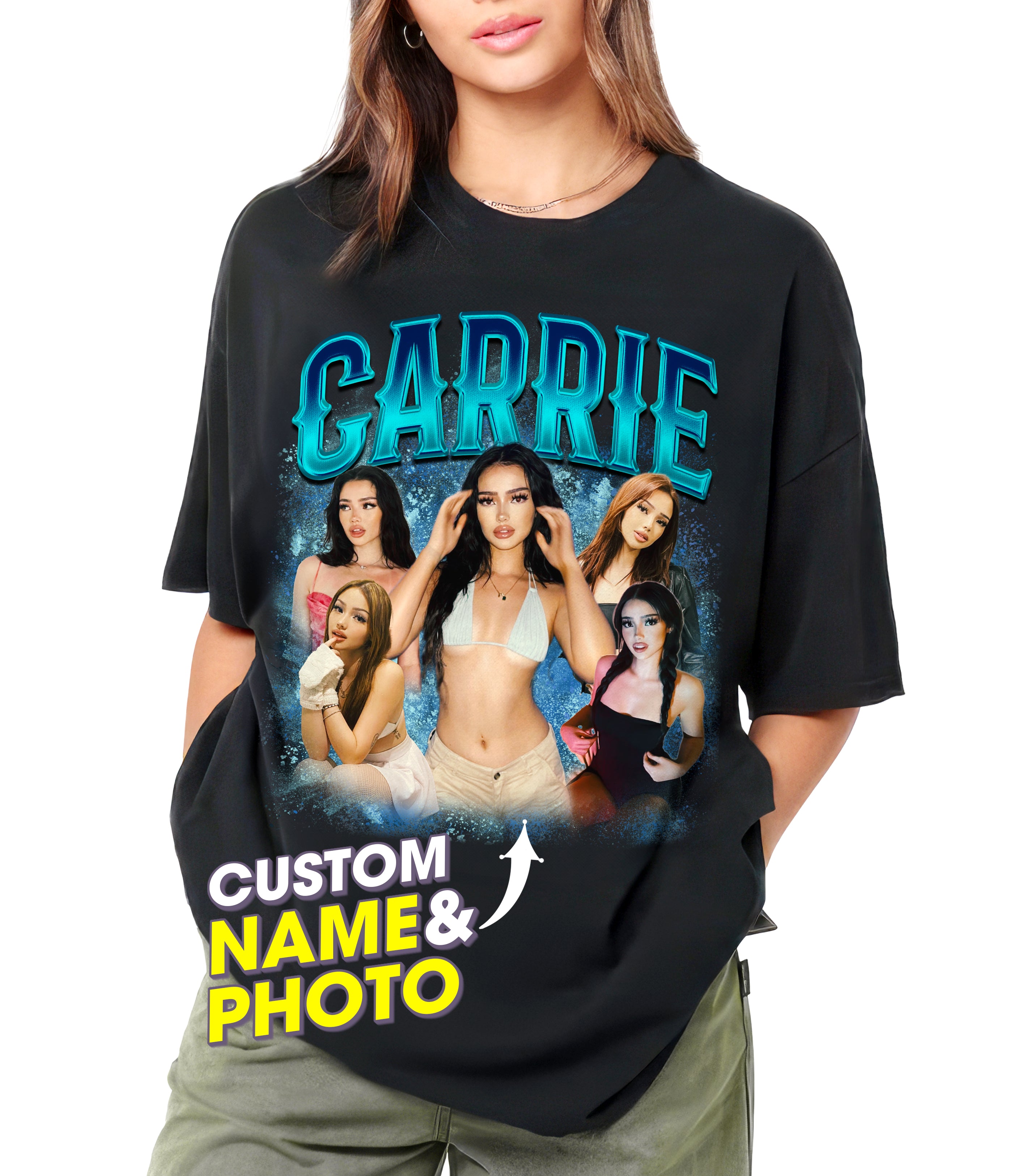 Custom Bootleg Rap Shirt With Girlfriend Face for Boyfriend - Graphic Tee With Pictures for Valentine Day and Birthday