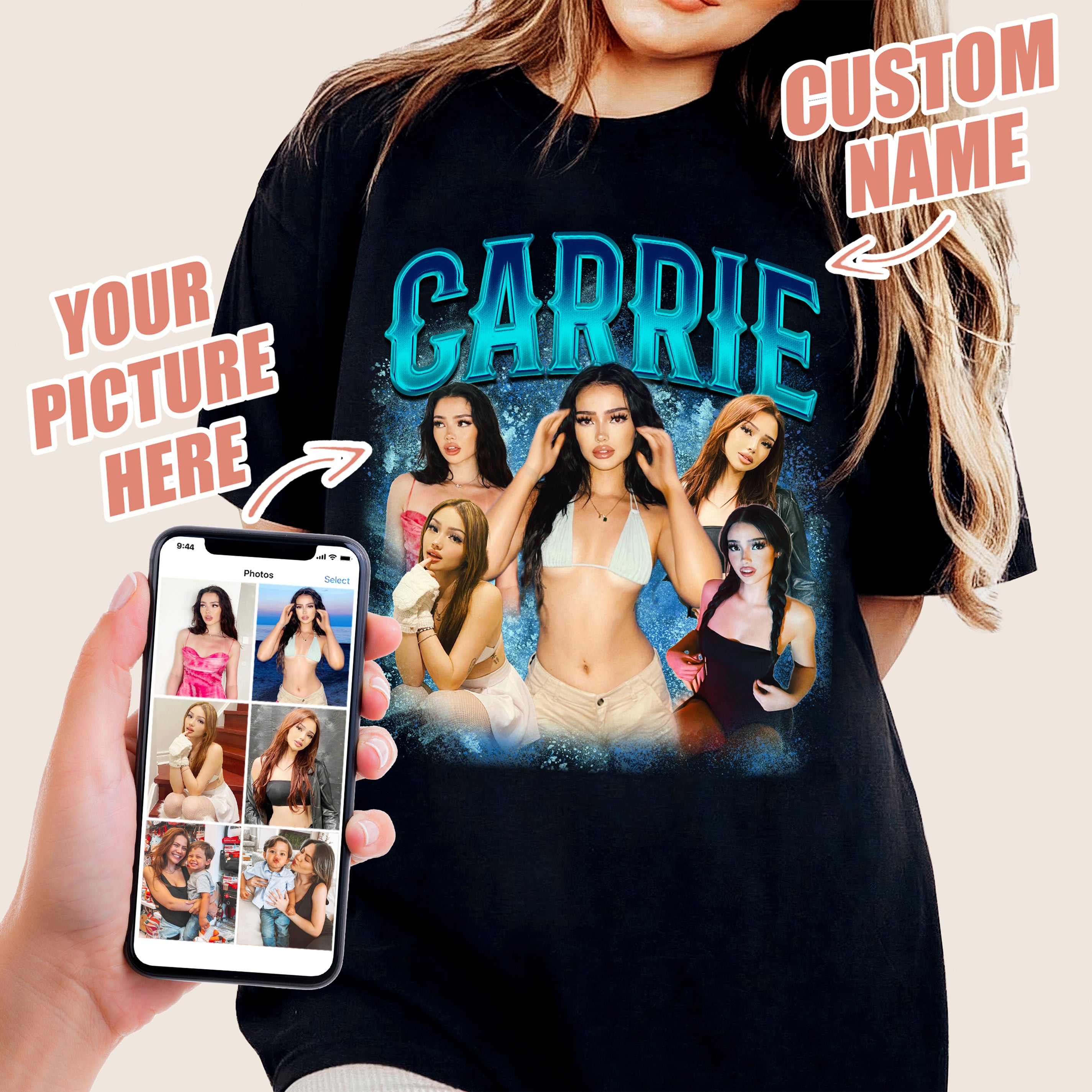 Custom Bootleg Rap Shirt With Girlfriend Face for Boyfriend - Graphic Tee With Pictures for Valentine Day and Birthday