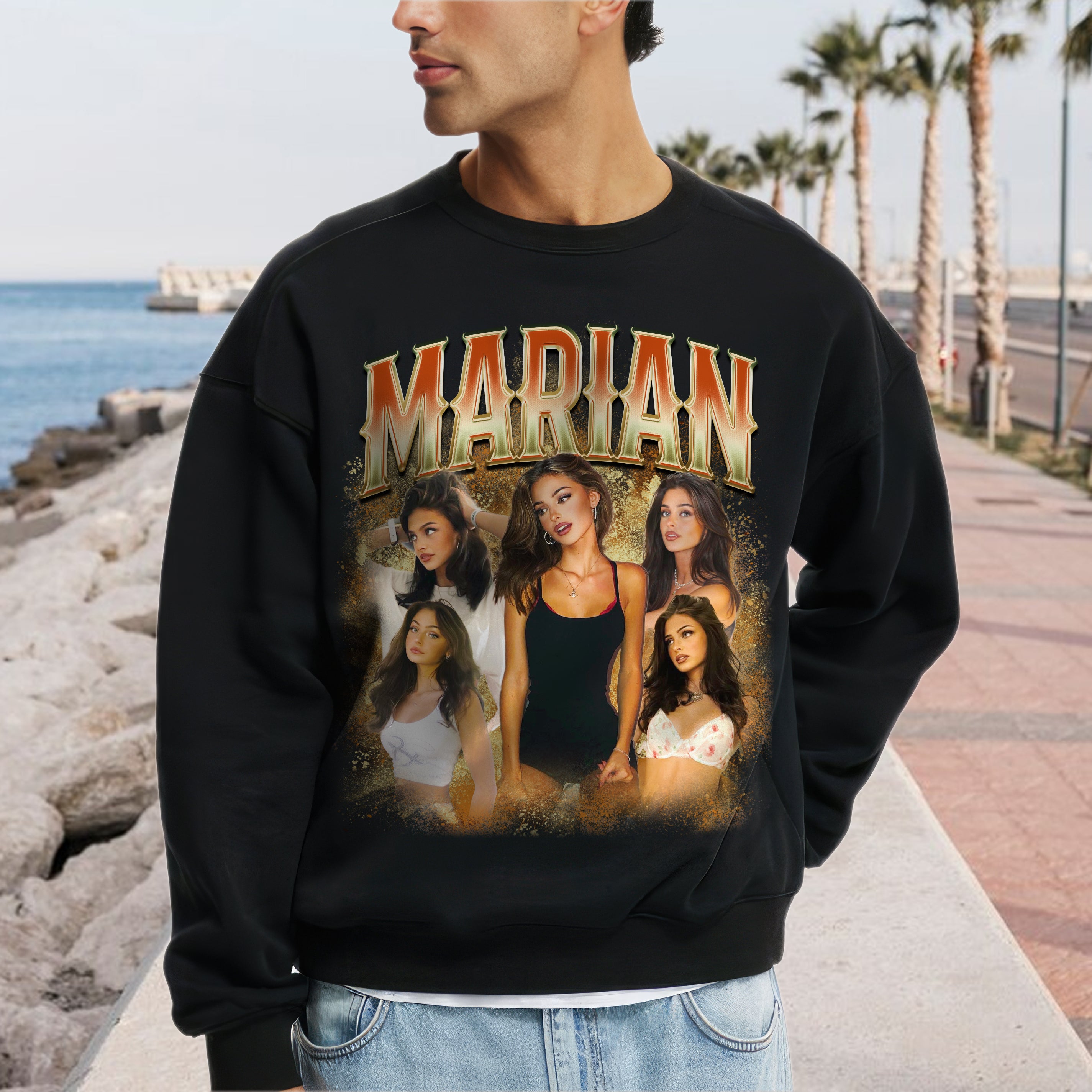 Custom Bootleg Rap Shirt With Girlfriend Face for Boyfriend - Graphic Tee With Pictures for Valentine Day and Birthday